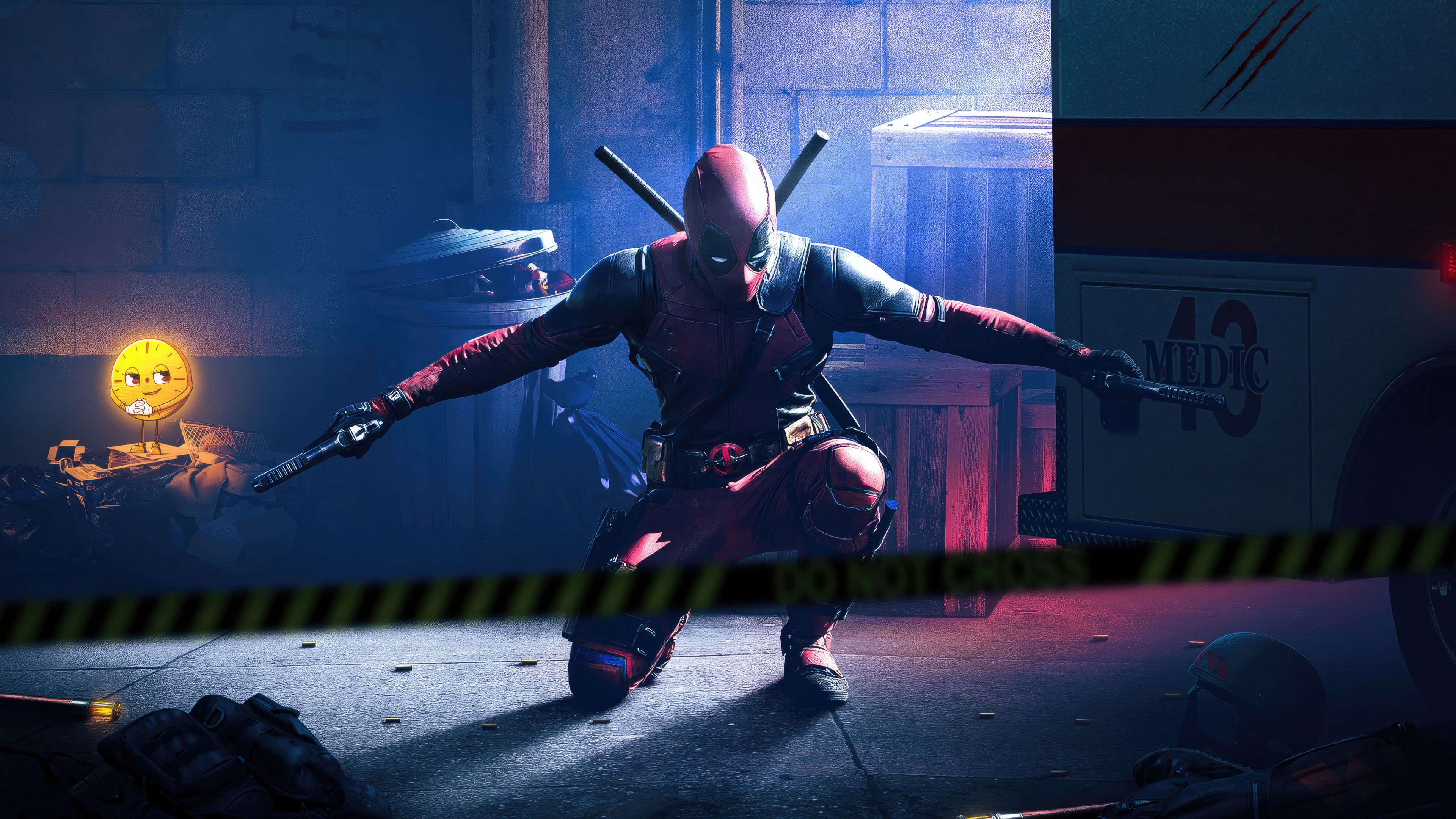Deadpool with Katanas and Guns HD Wallpaper