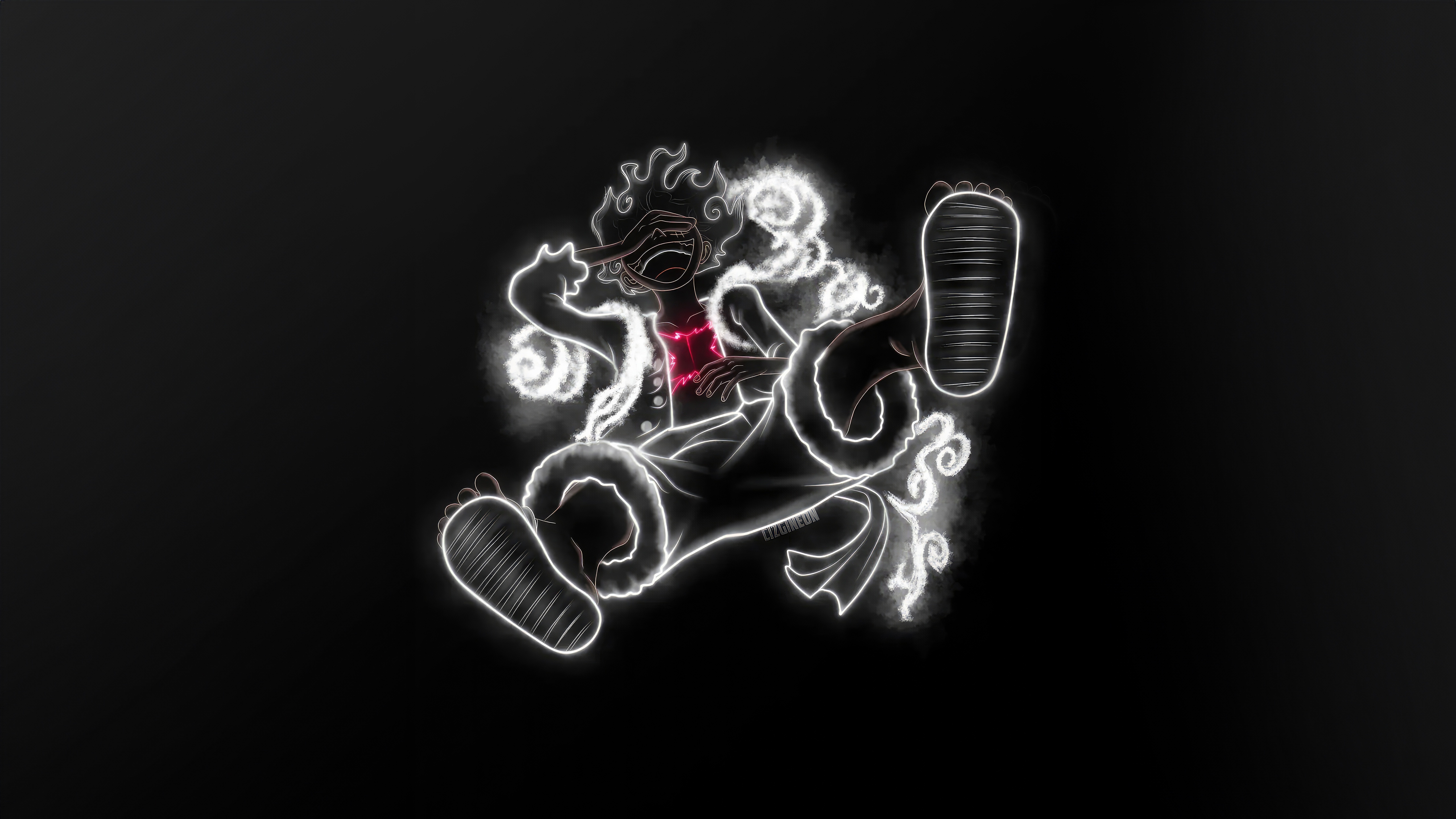 Luffy in Gear Fourth with glowing outline HD Wallpaper