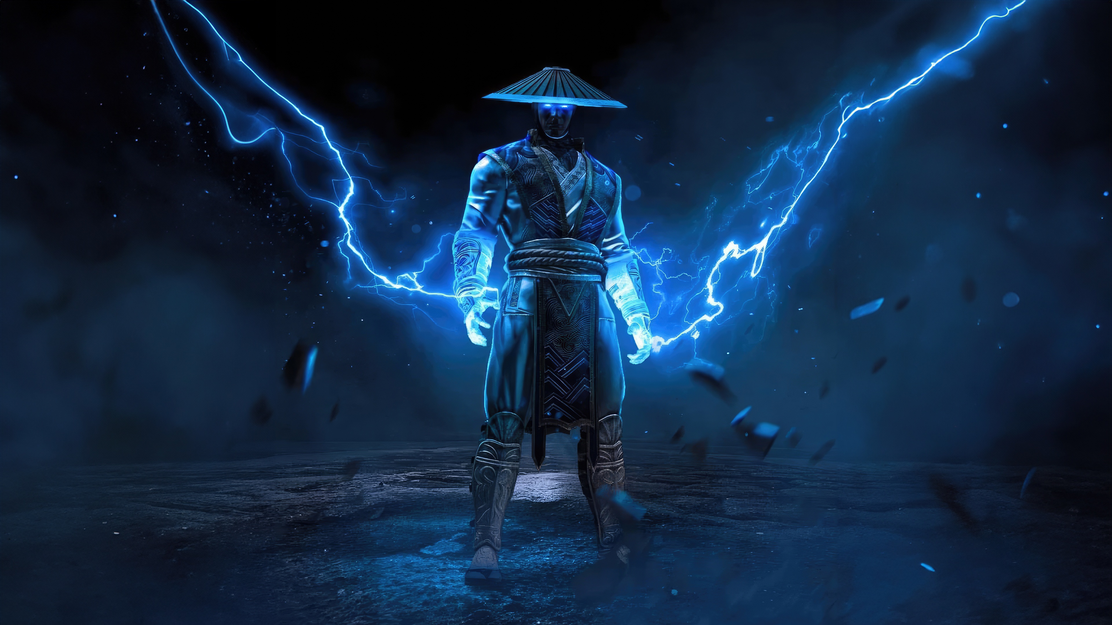 Raiden from Mortal Kombat with blue lightning HD Wallpaper