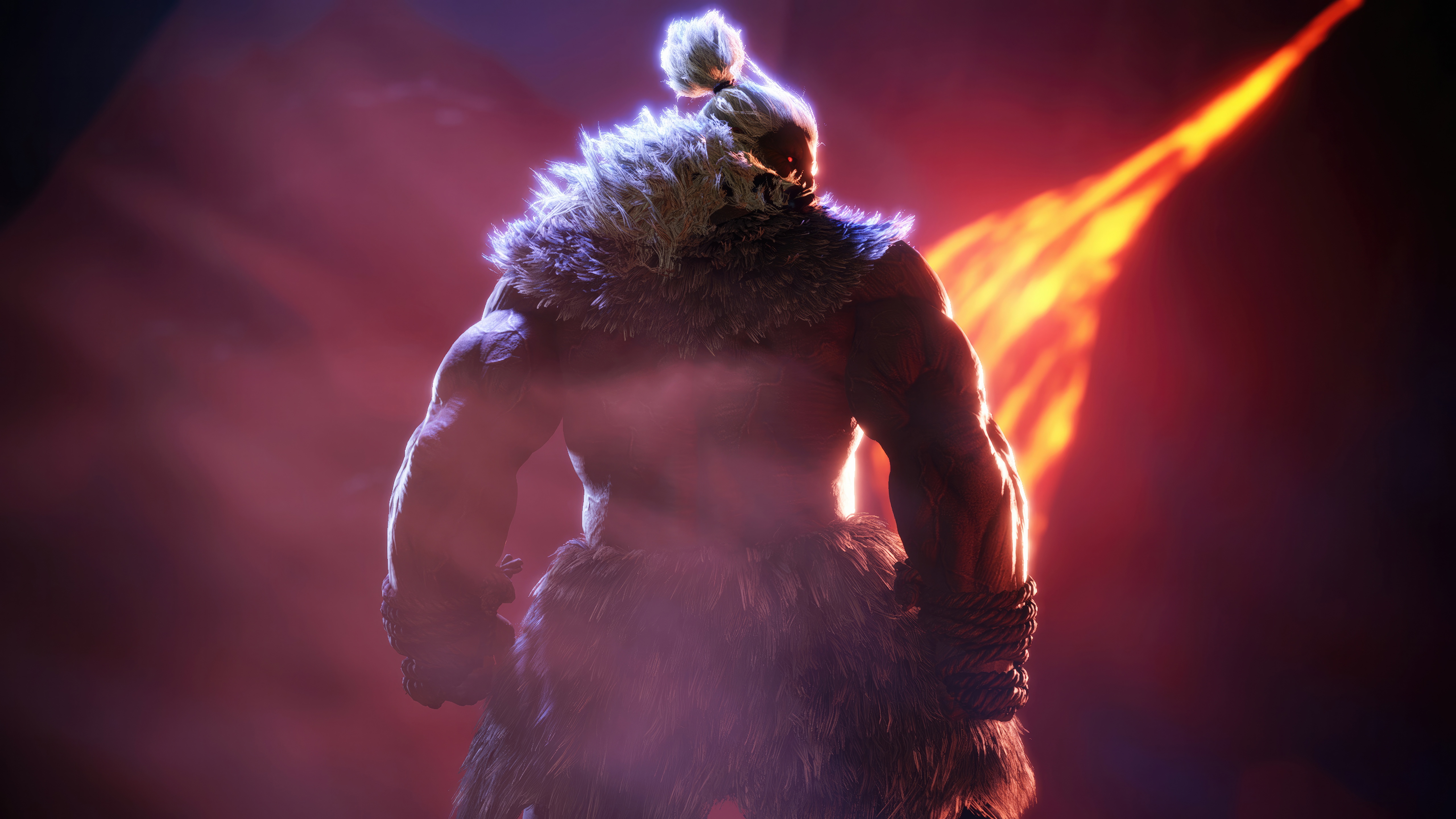 Akuma from Street Fighter with fiery background HD Wallpaper