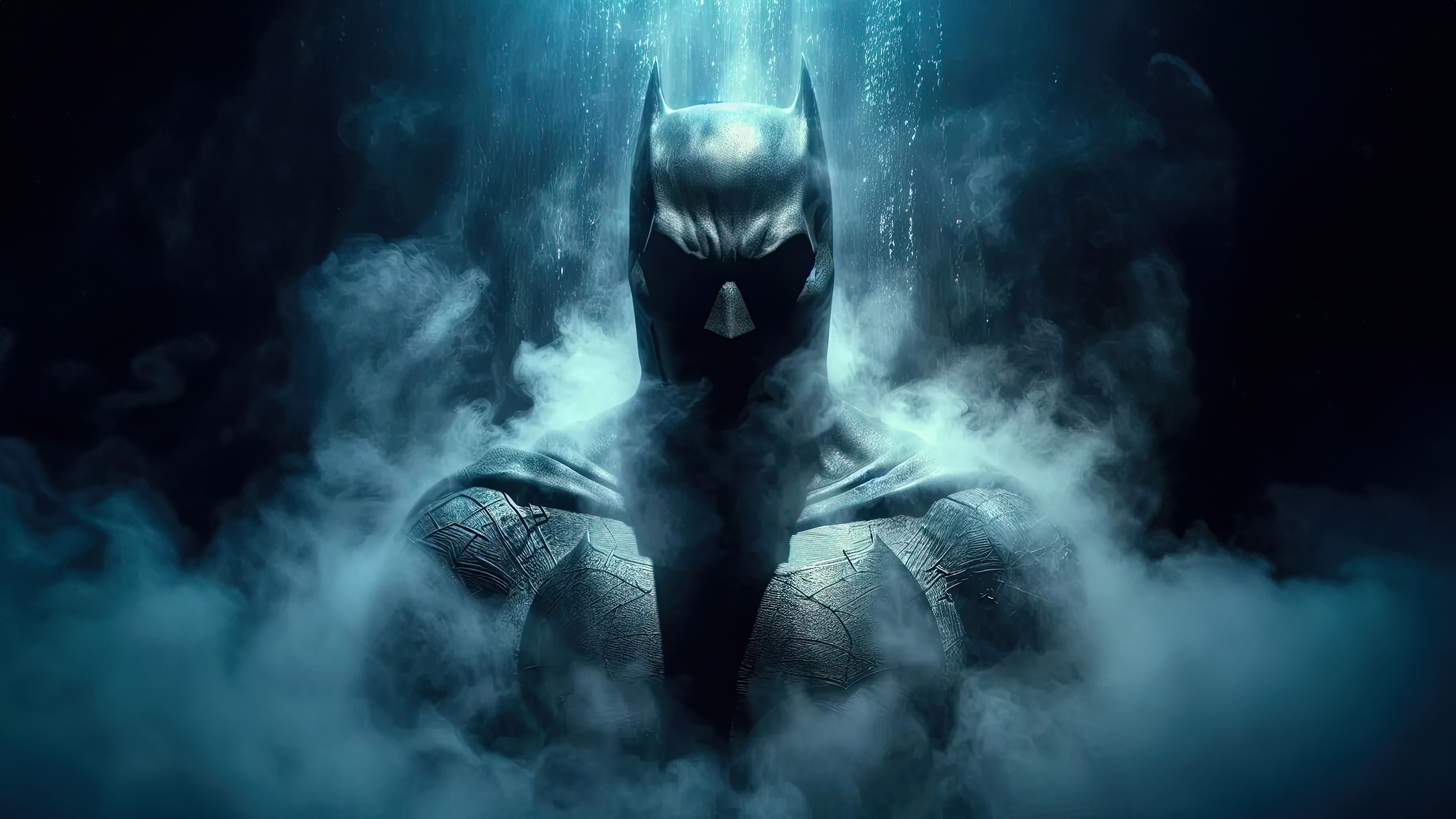 Batman surrounded by smoke and light HD Wallpaper