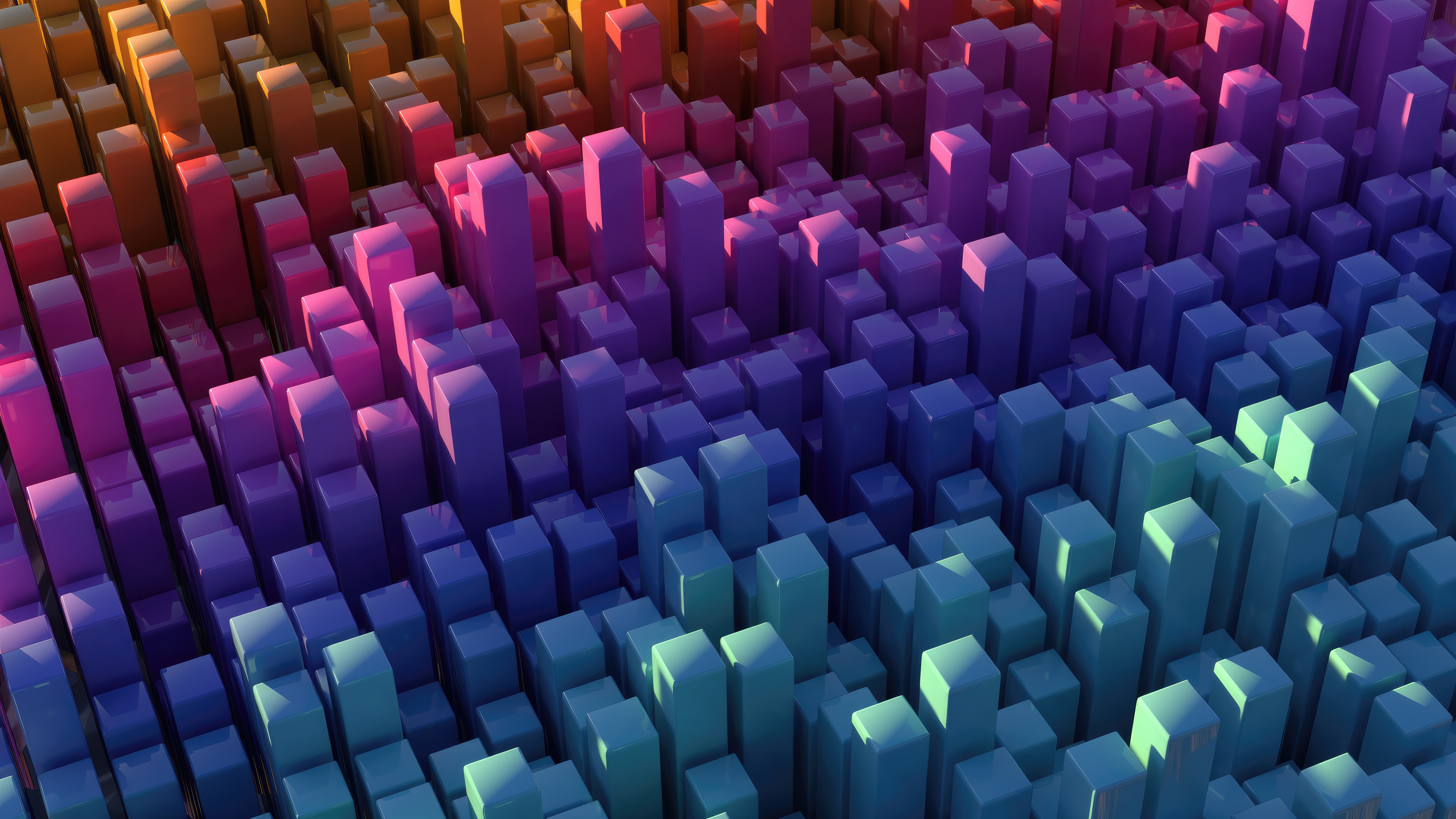 Abstract voxel art with gradient colors HD Wallpaper