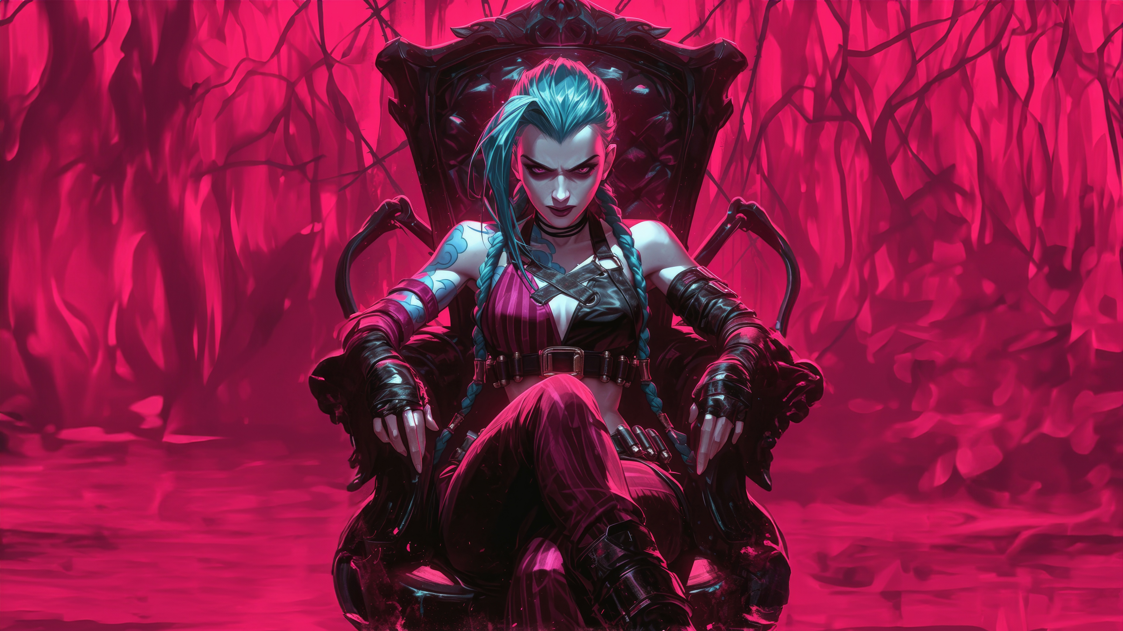 Jinx sitting on a throne HD Wallpaper