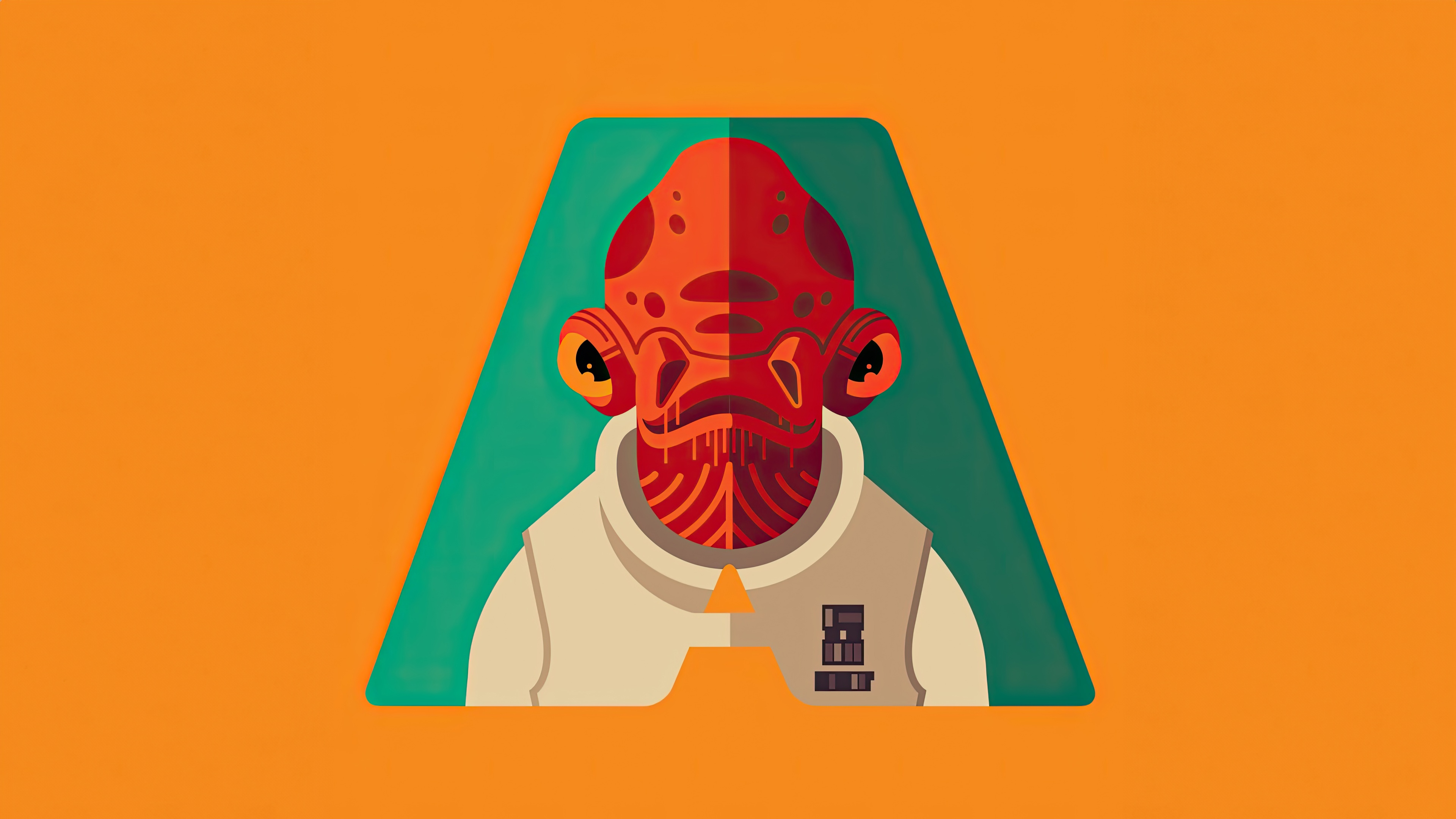 Admiral Ackbar in a stylized 'A' shape HD Wallpaper