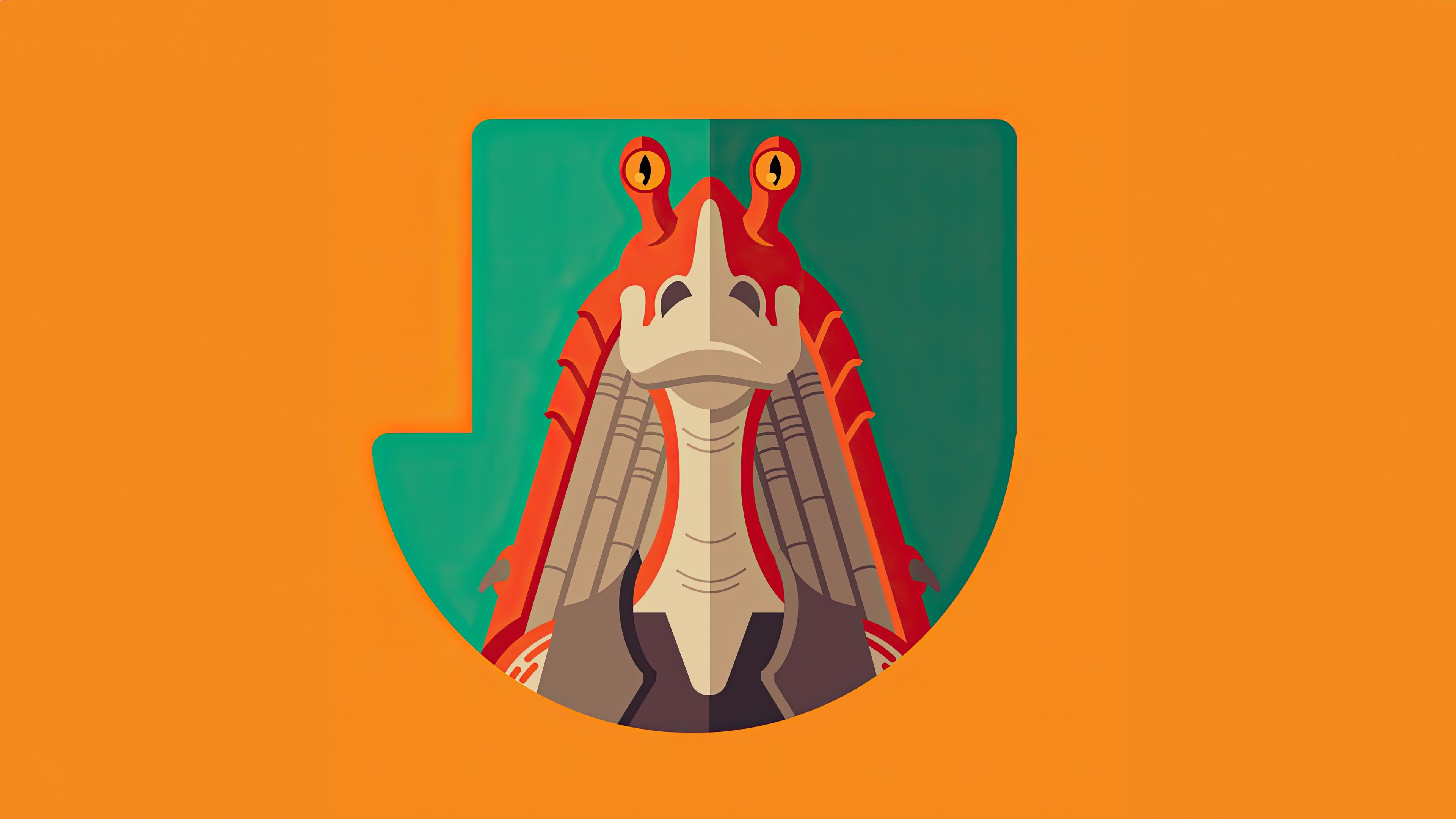 Jar Jar Binks in a stylized 'J' logo HD Wallpaper