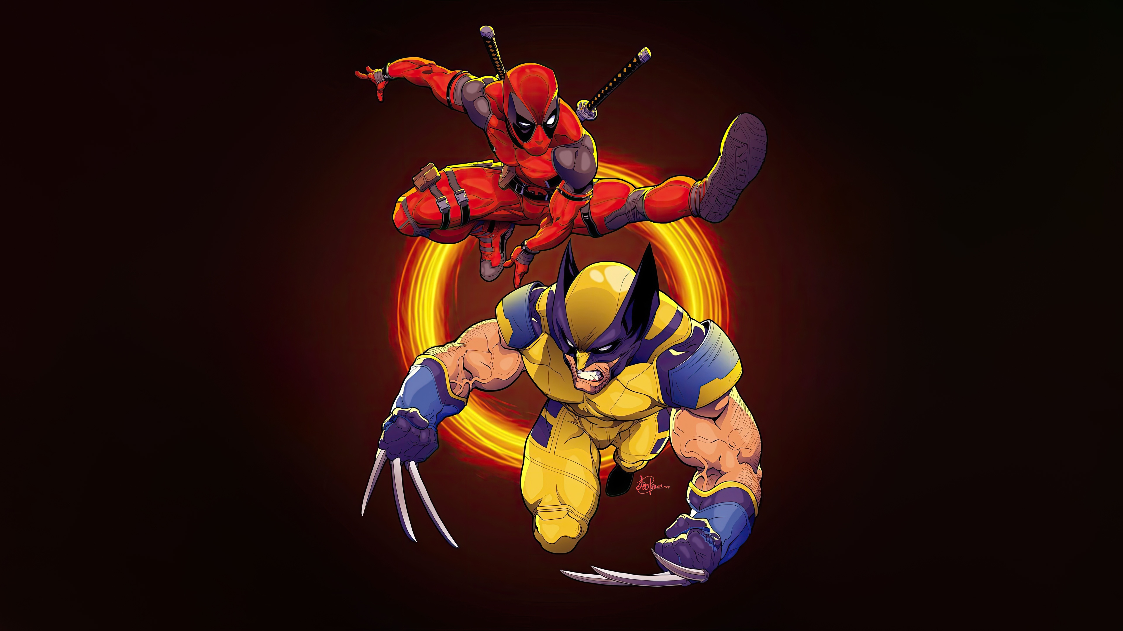 Deadpool and Wolverine in action HD Wallpaper