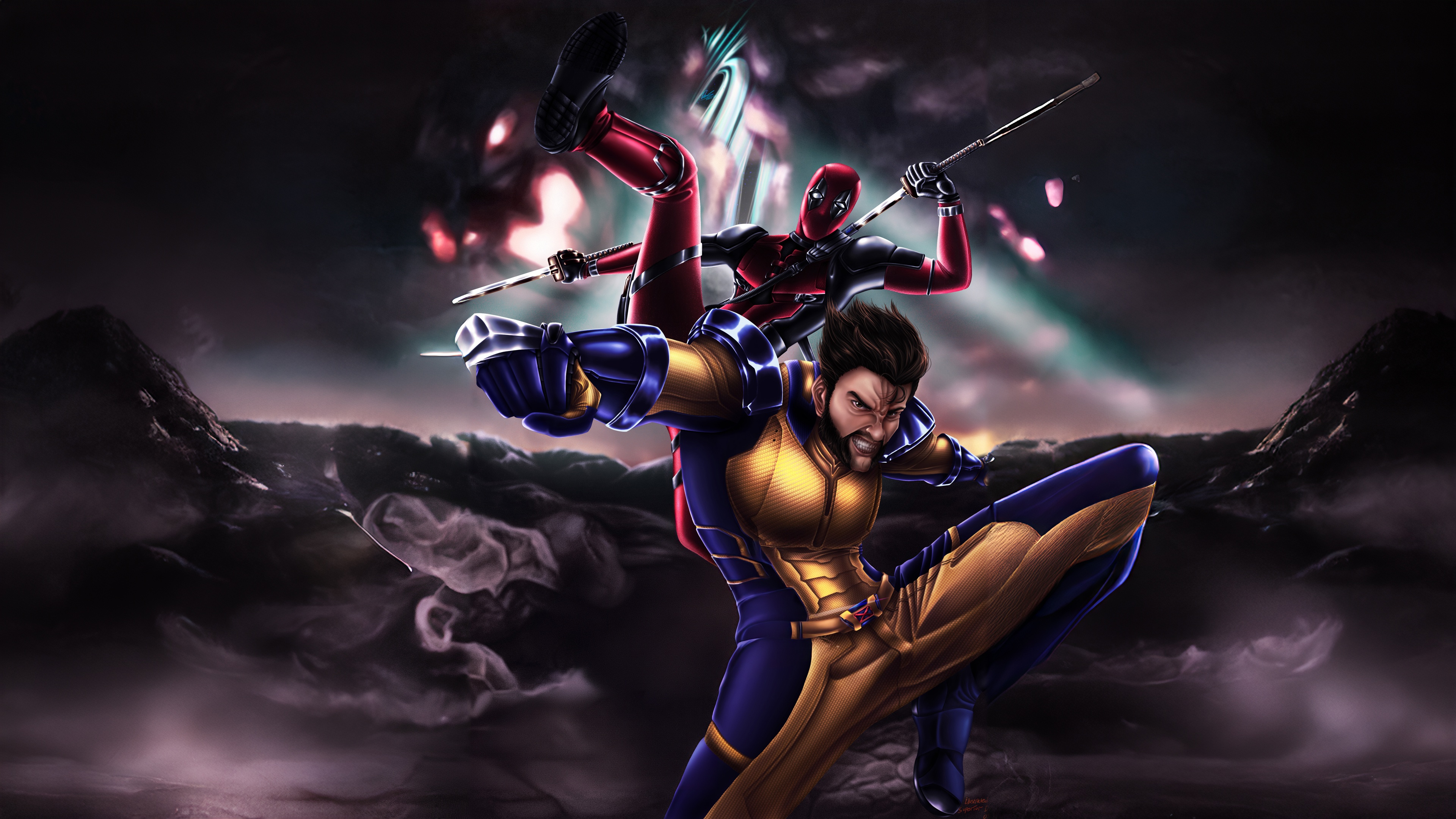 Deadpool and Wolverine in action HD Wallpaper