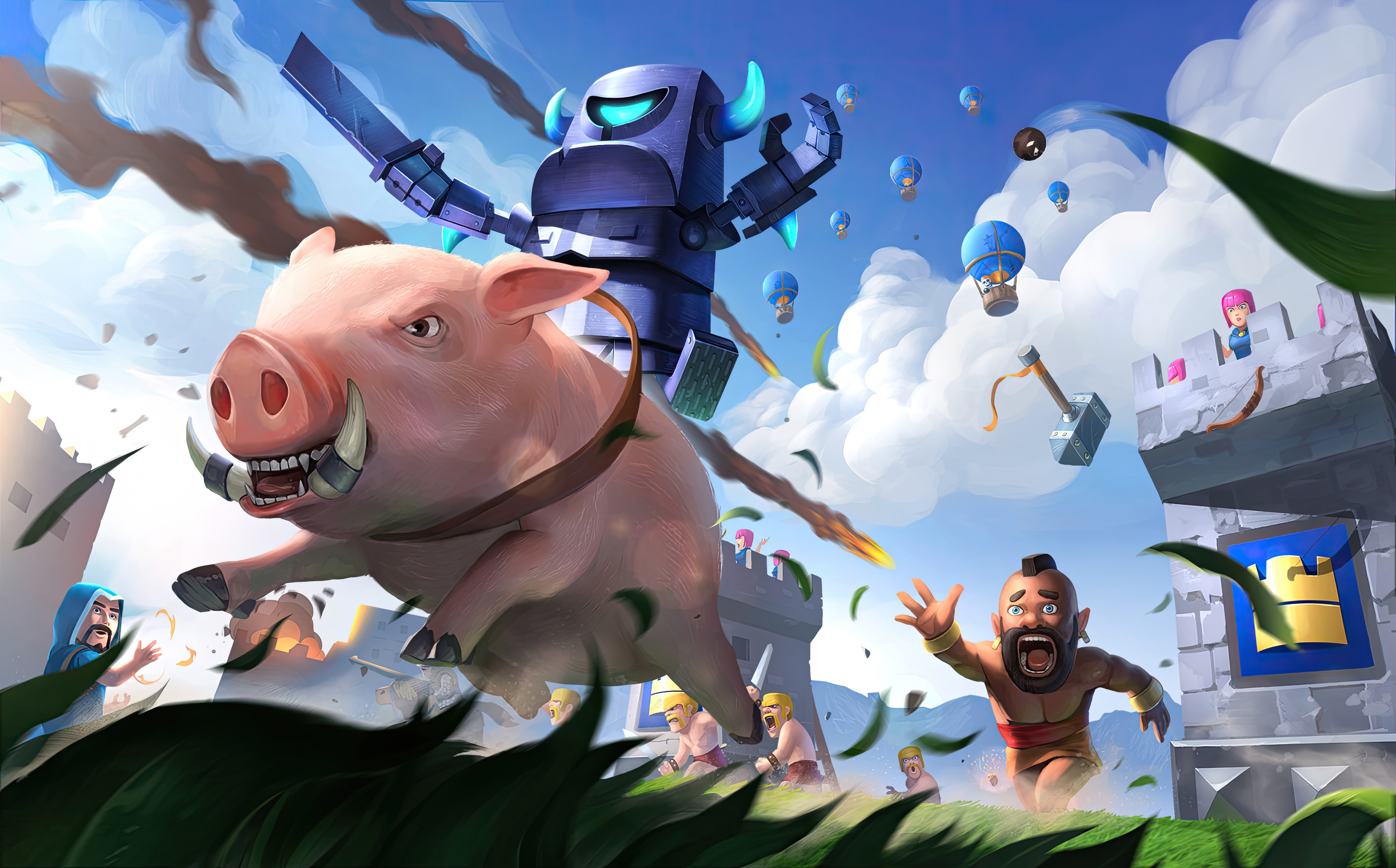 P.E.K.K.A Rider on a Hog attacking a castle HD Wallpaper