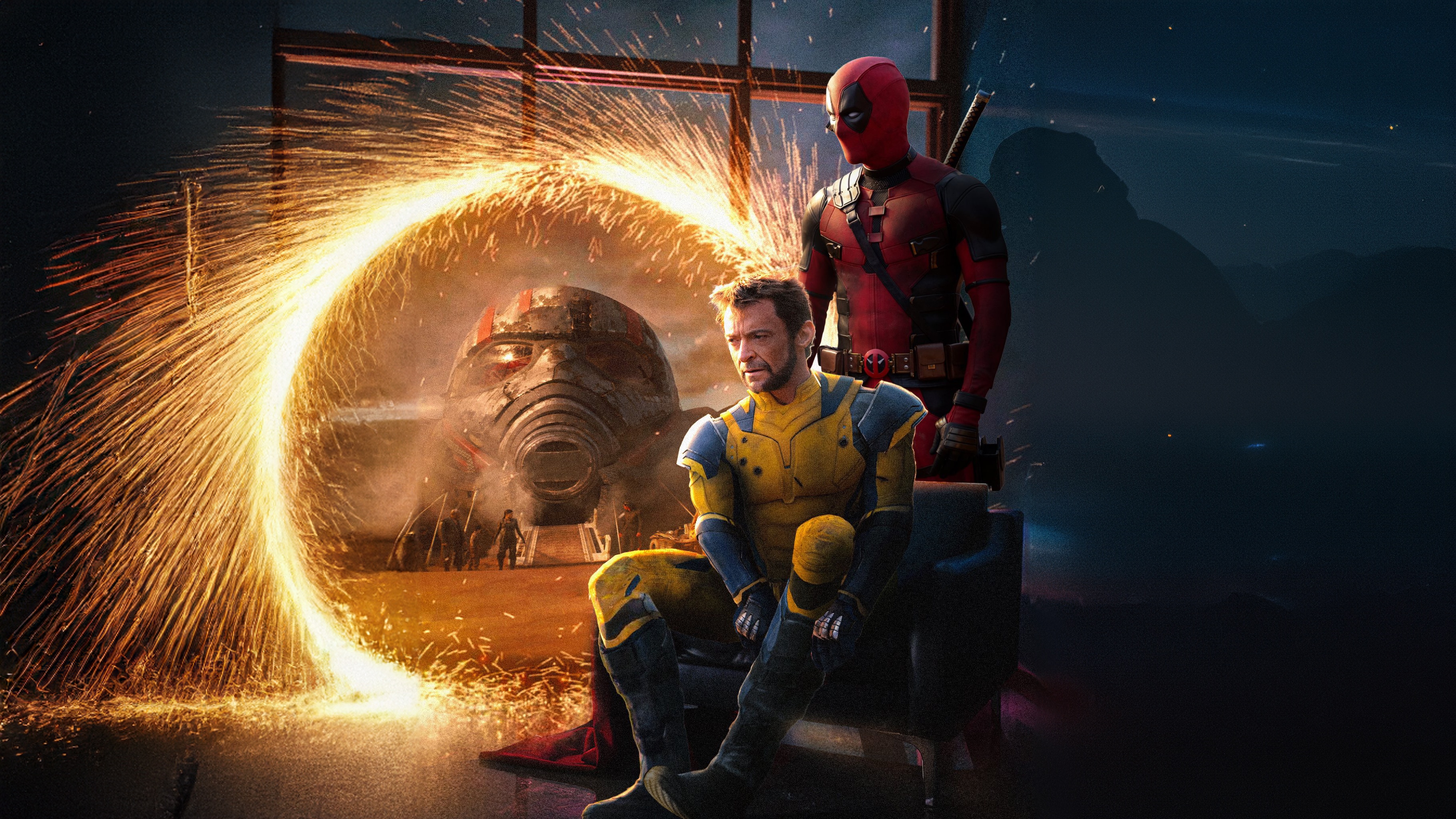 Deadpool and Wolverine in front of a portal HD Wallpaper