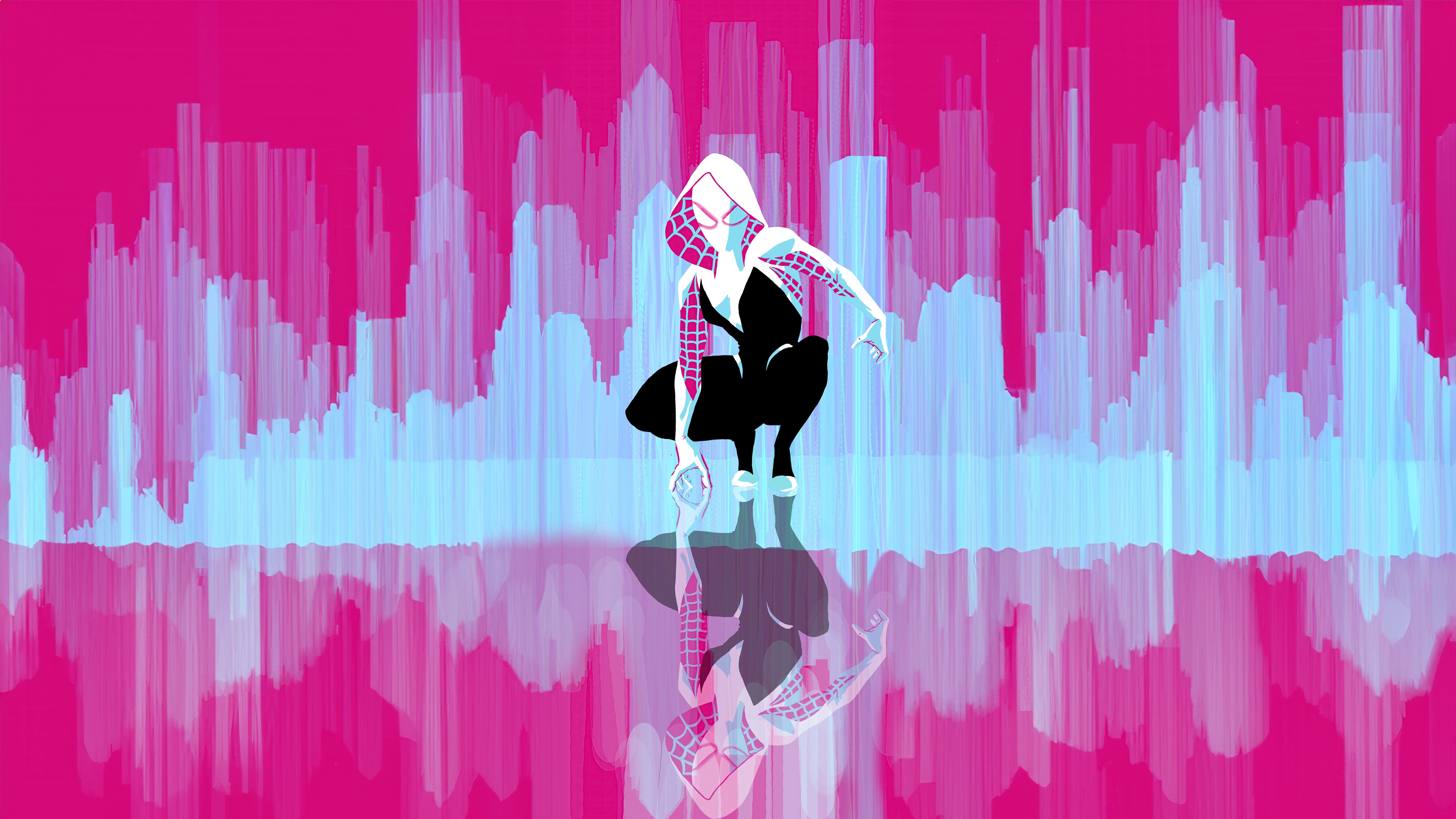 Gwen Stacy in a stylized city HD Wallpaper