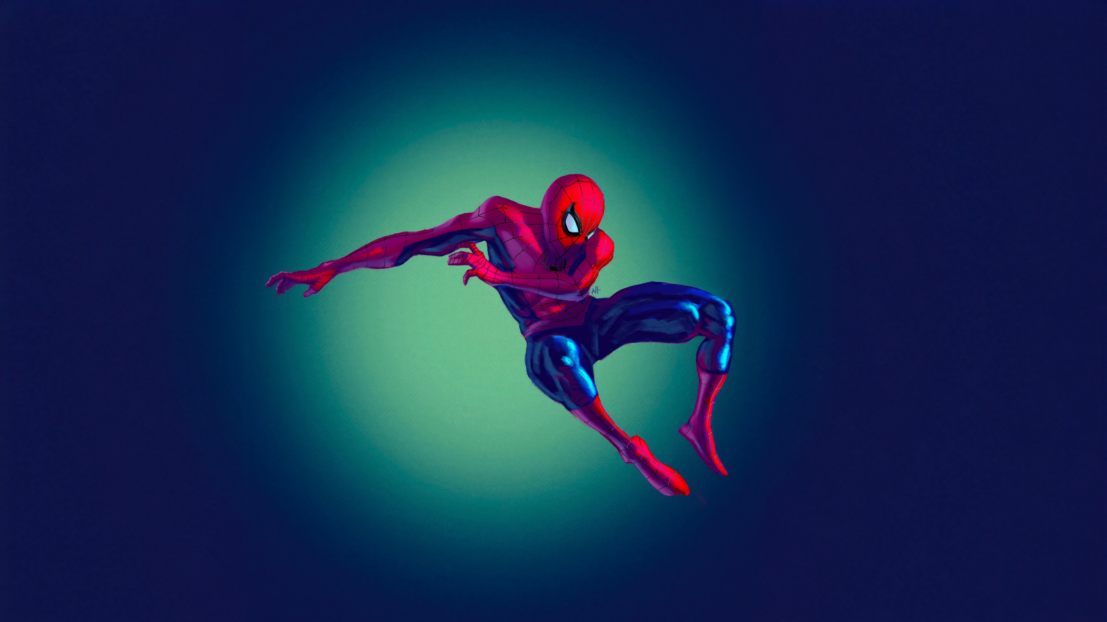 Spiderman in a dynamic pose HD Wallpaper