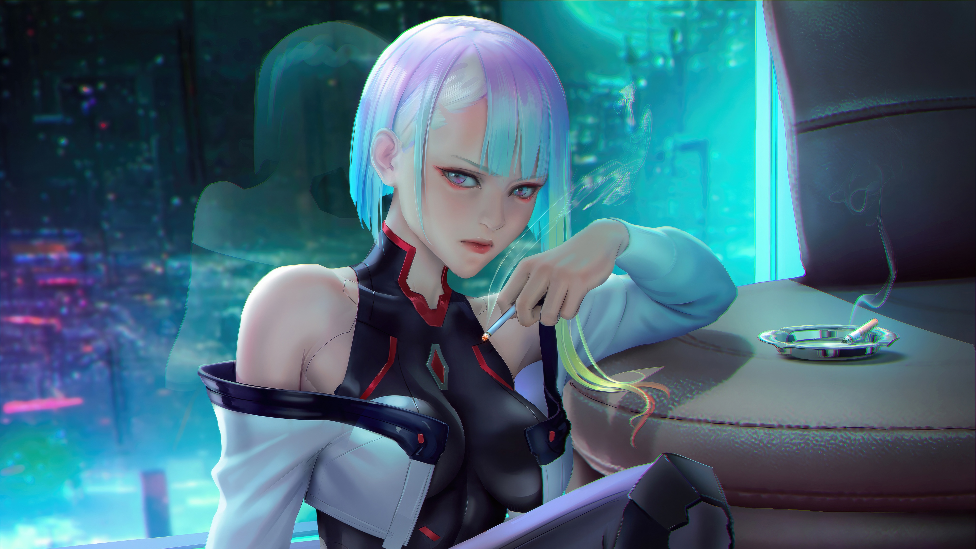 Lucyna Kushinada from Cyberpunk Edgerunners smoking HD Wallpaper