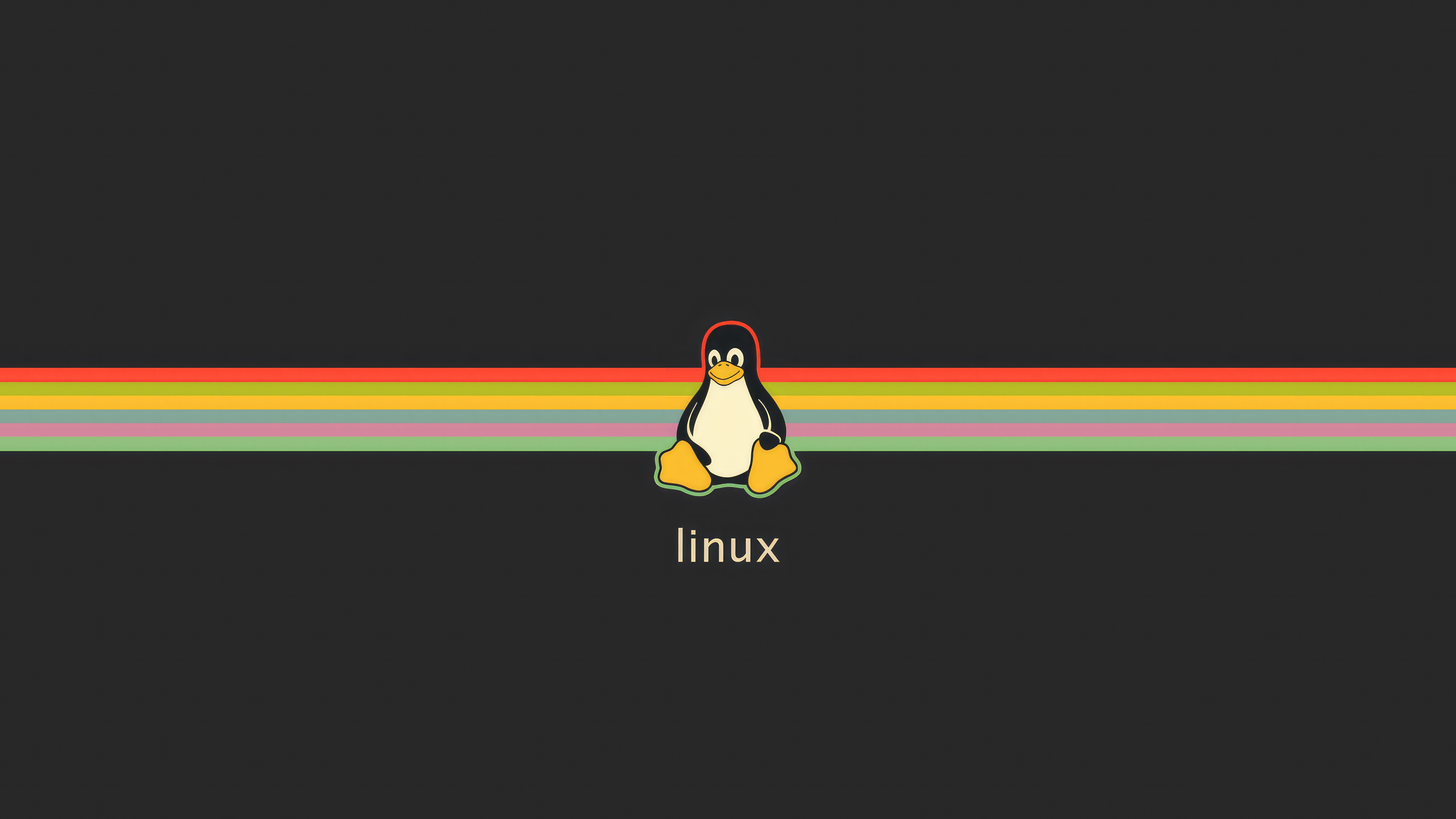 Linux Tux Penguin with Rainbow Stripes HD Wallpaper