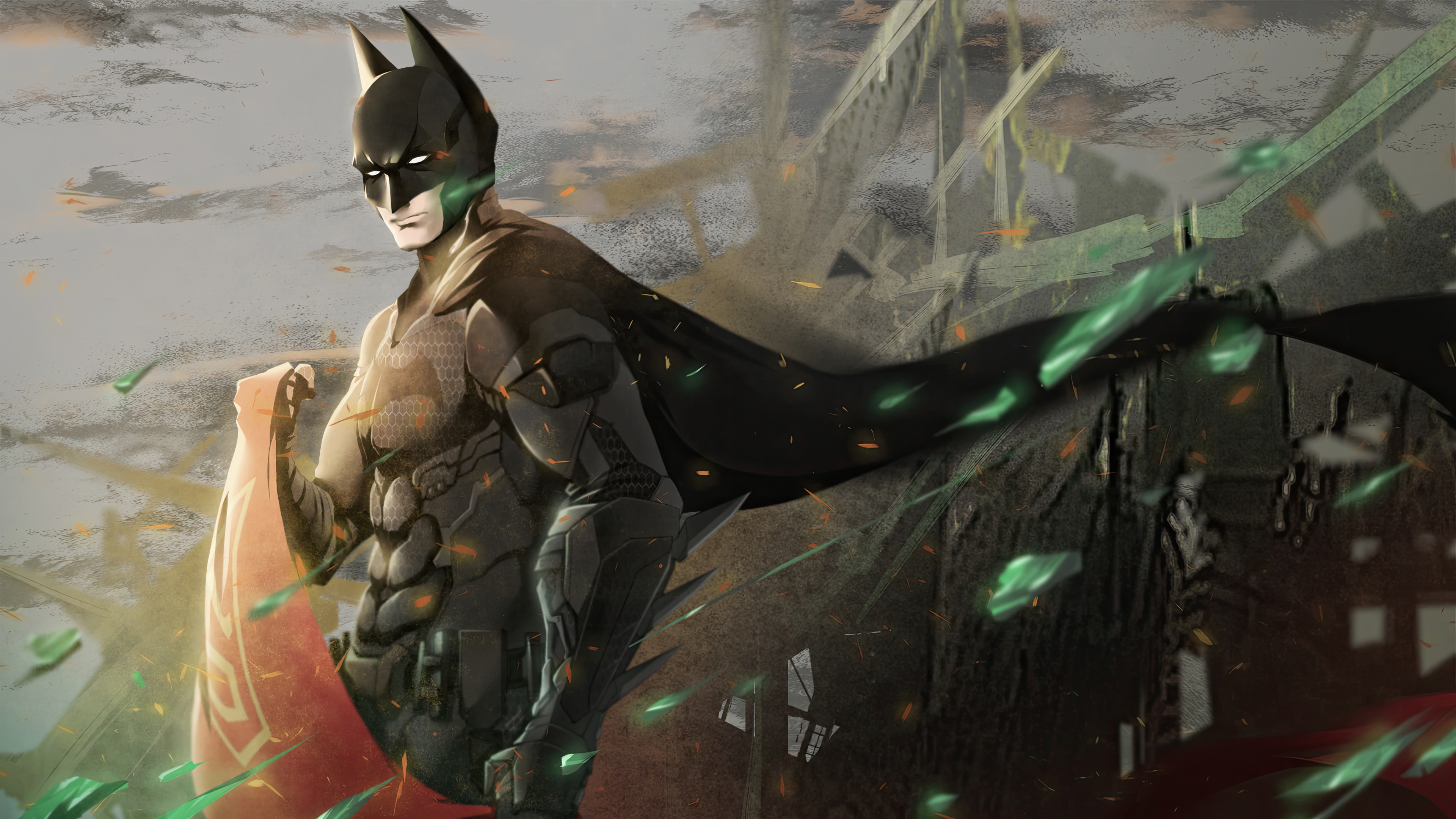 Batman in a destroyed city HD Wallpaper