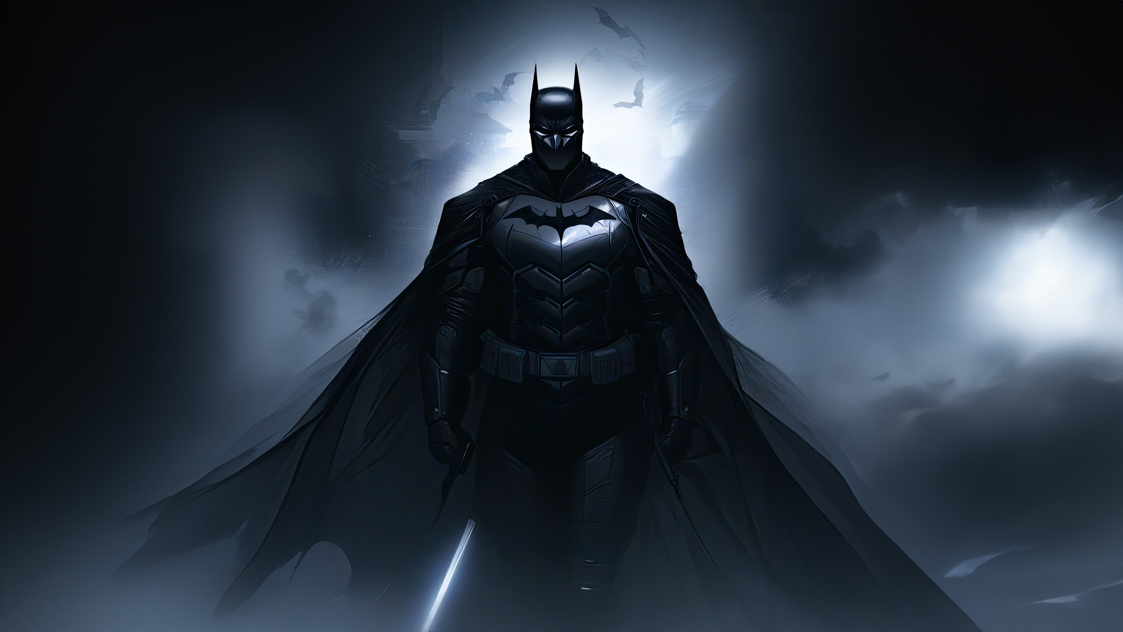 Batman Standing in a Dark, Cloudy Environment HD Wallpaper