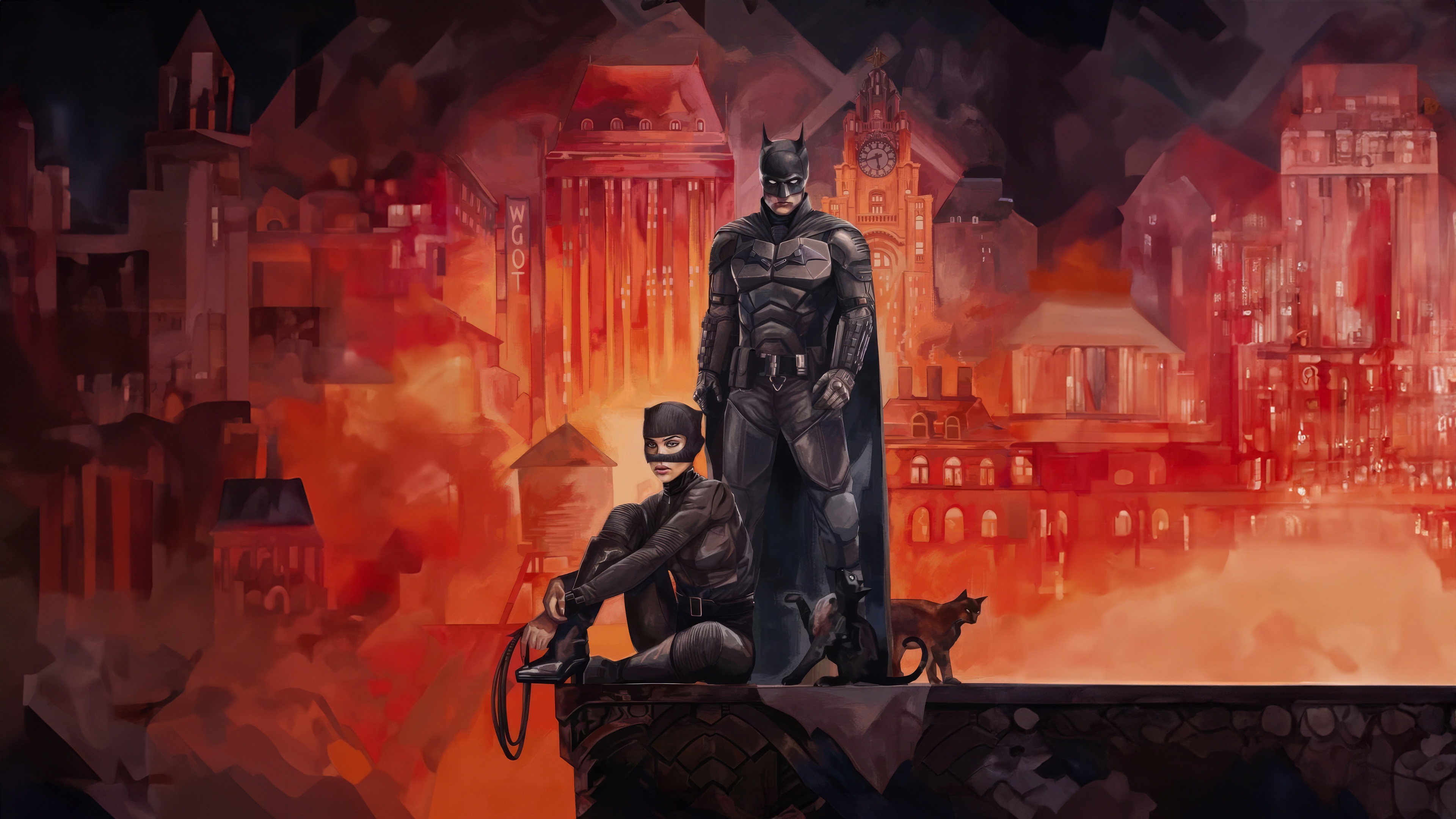The Batman and Catwoman in Gotham City HD Wallpaper