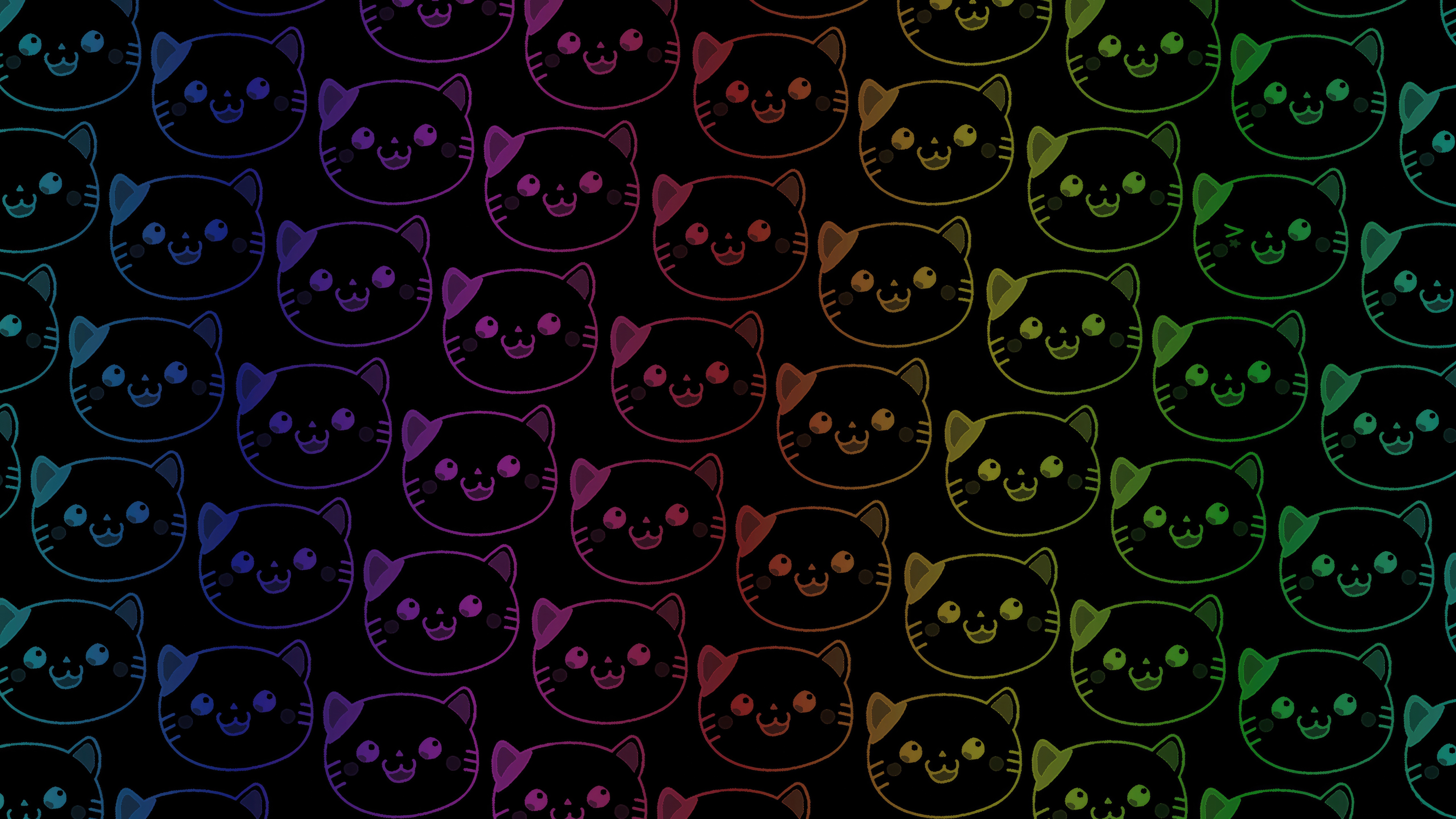 Abstract pattern of colorful cat faces HD Wallpaper