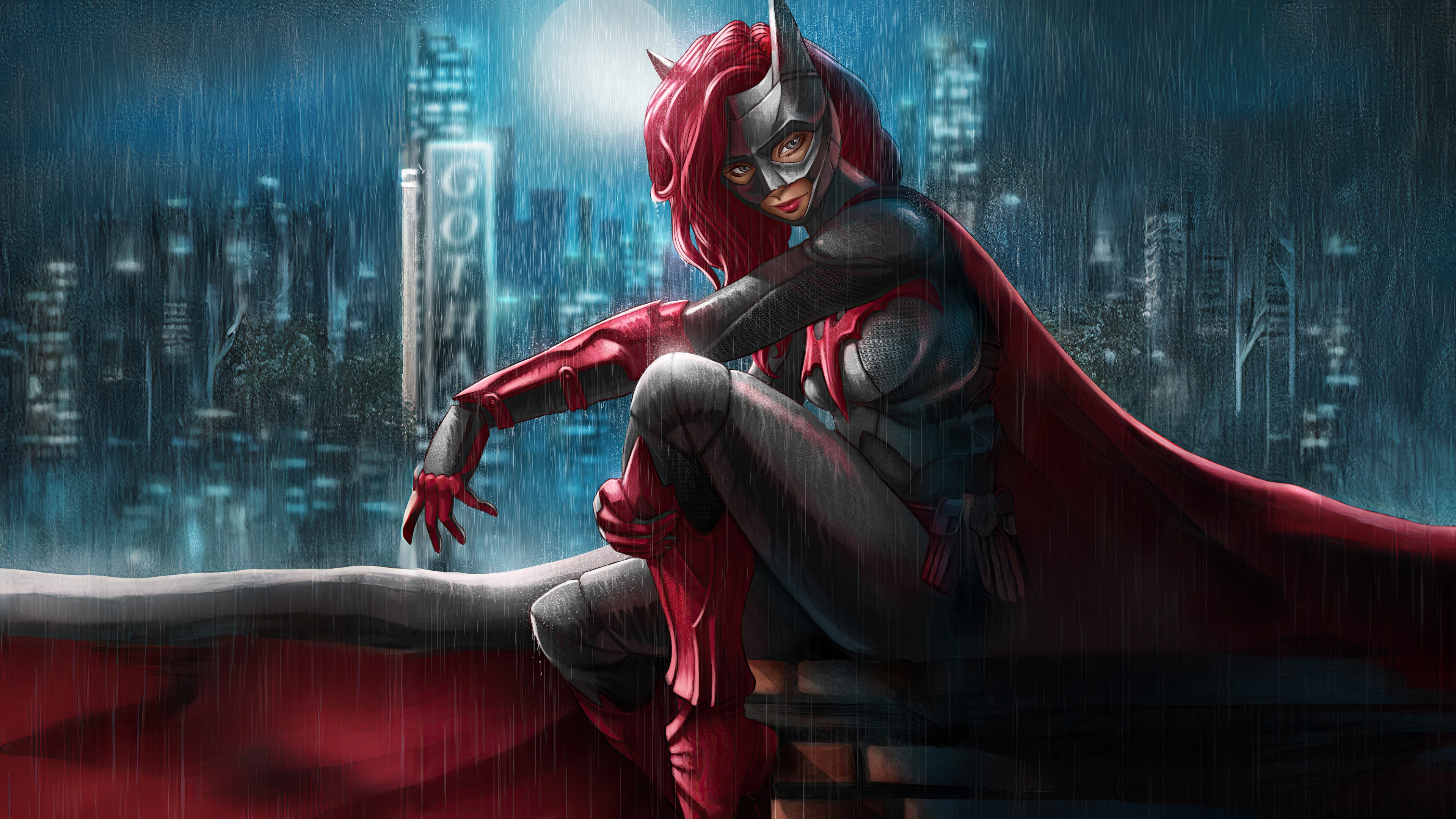 Batgirl Beyond in Gotham City at Night HD Wallpaper