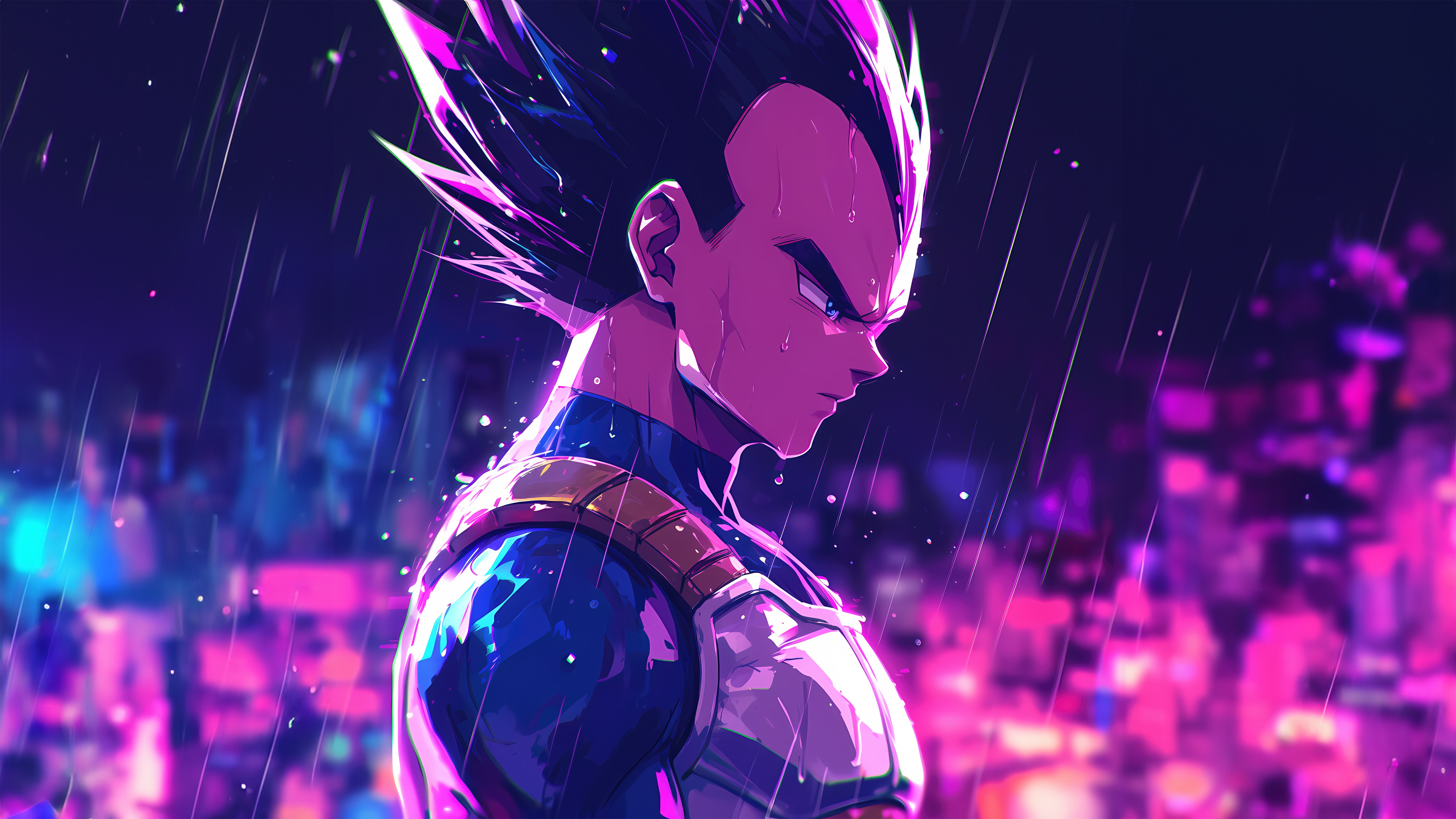 Vegeta from Dragon Ball in the Rain HD Wallpaper