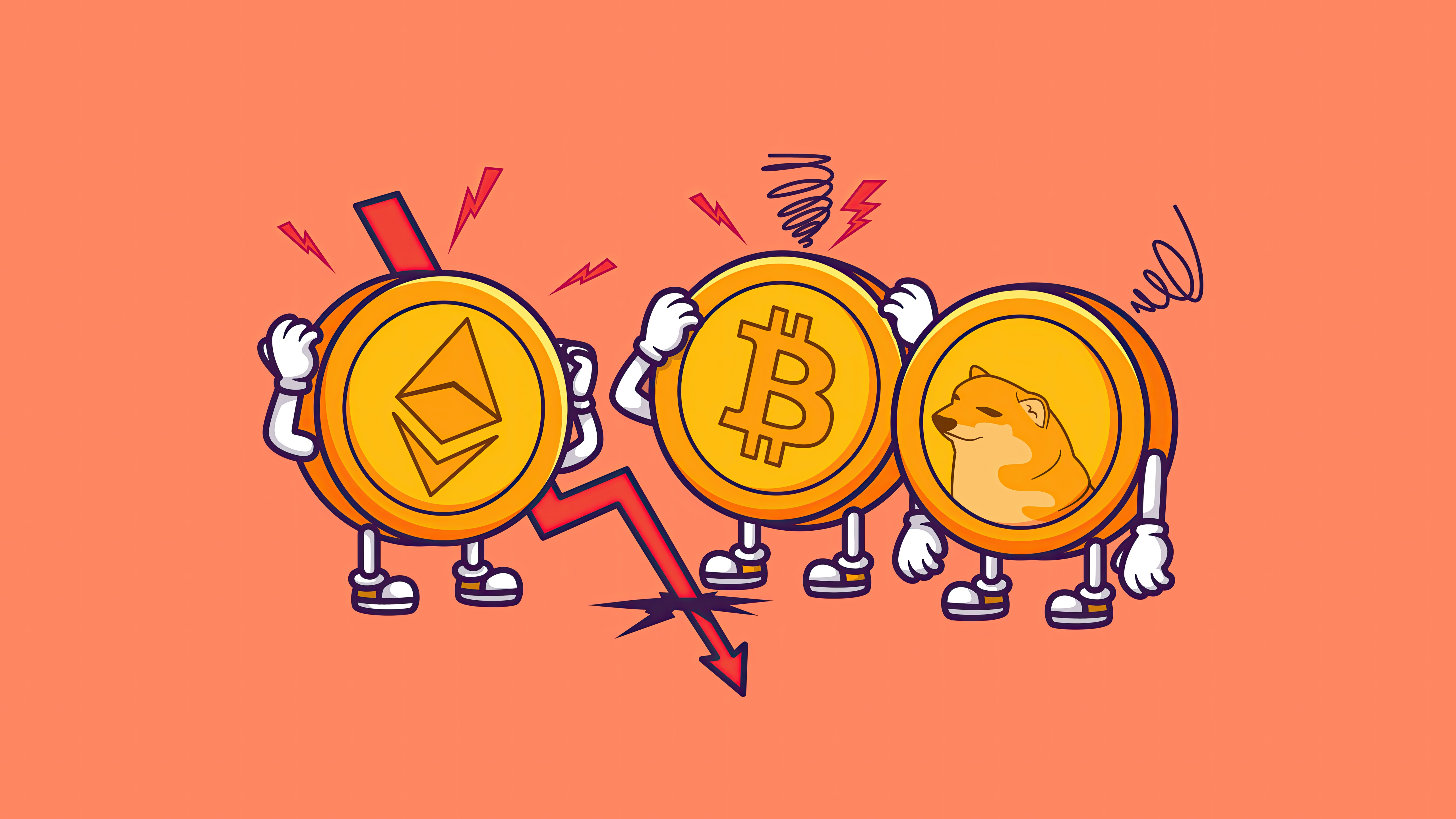 Ethereum, Bitcoin, and Dogecoin Crypto Market Dump HD Wallpaper