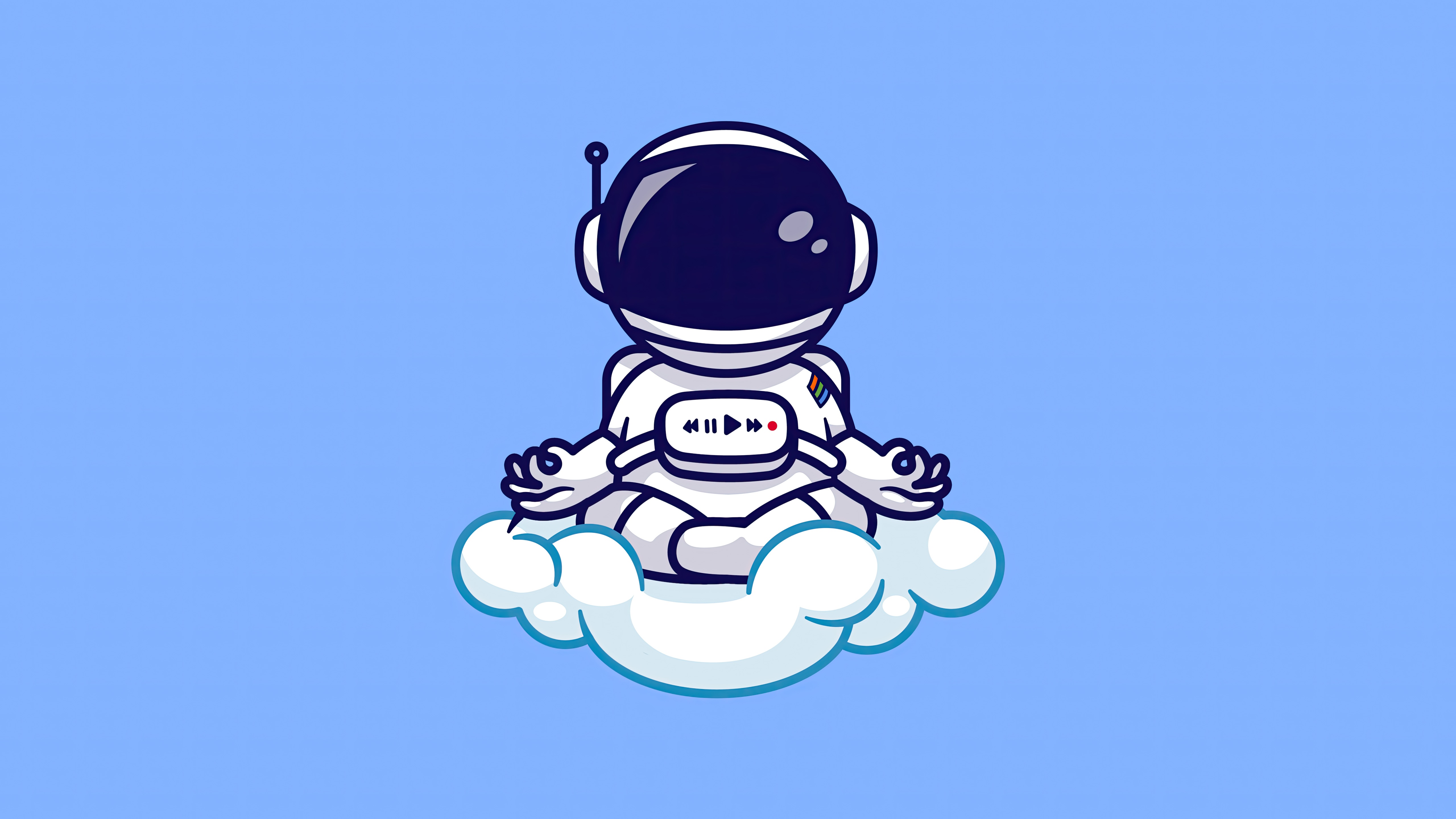 Astronaut meditating on a cloud HD Wallpaper