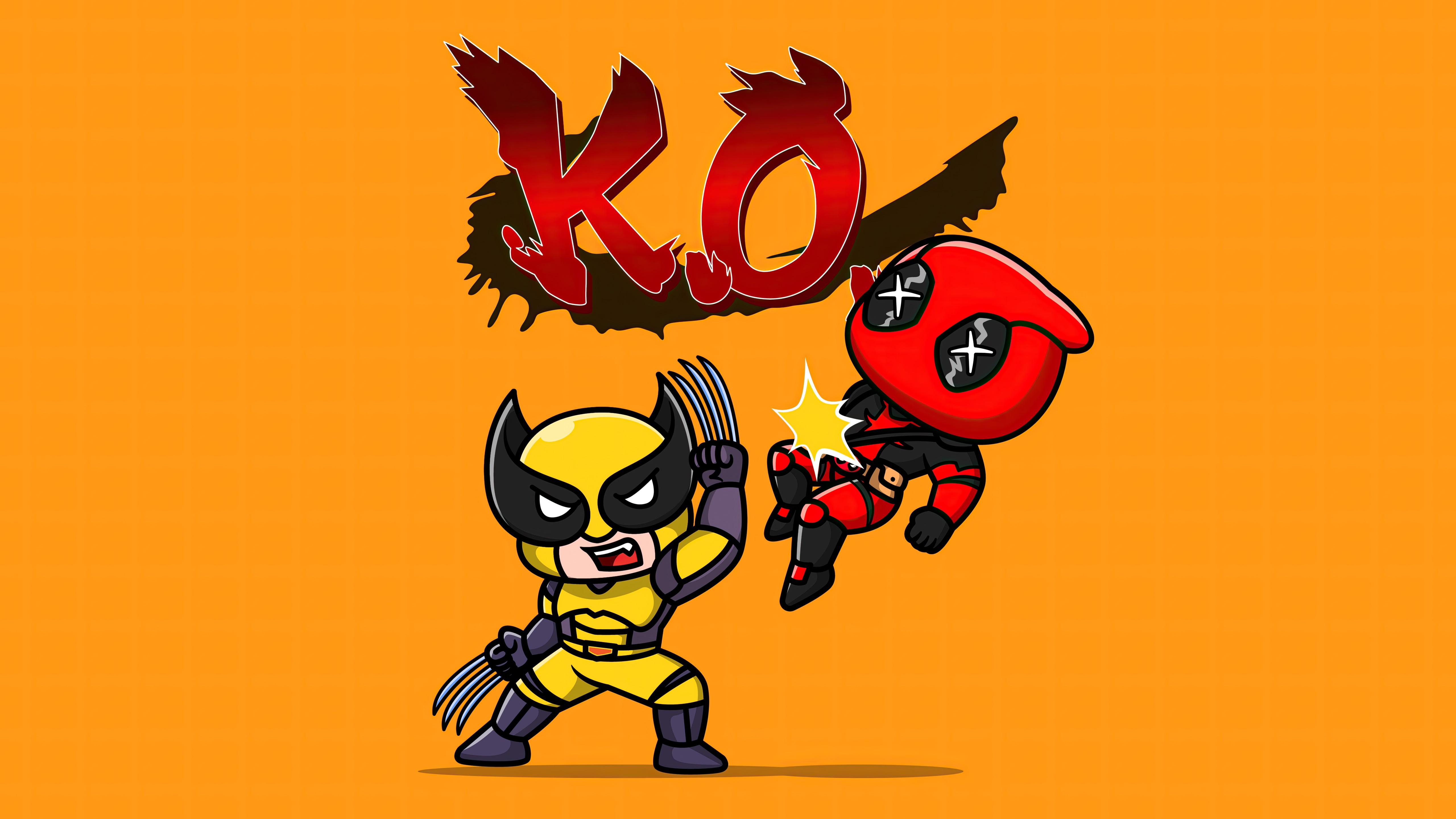 Wolverine and Deadpool in a fight HD Wallpaper