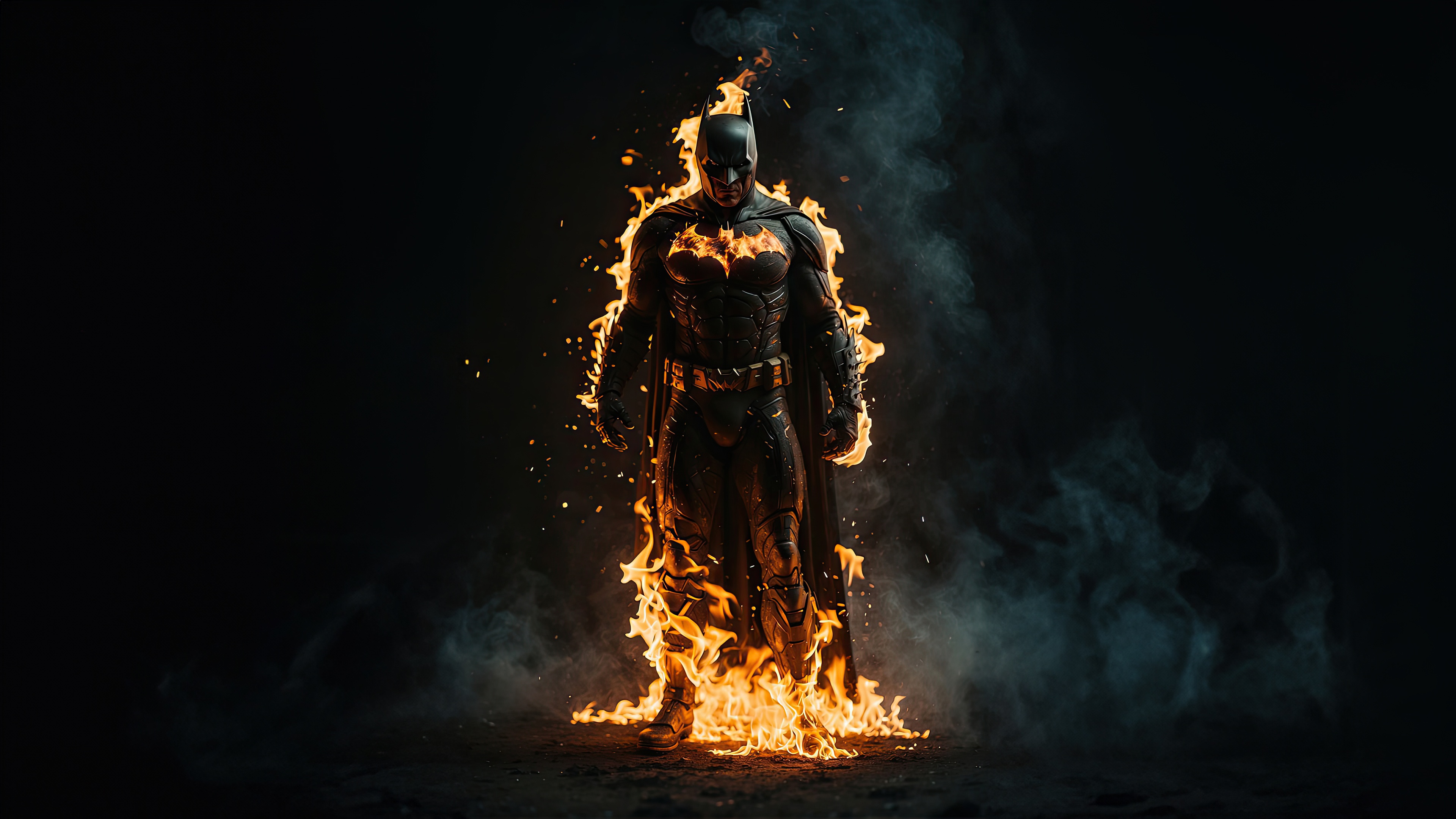 Batman engulfed in flames HD Wallpaper
