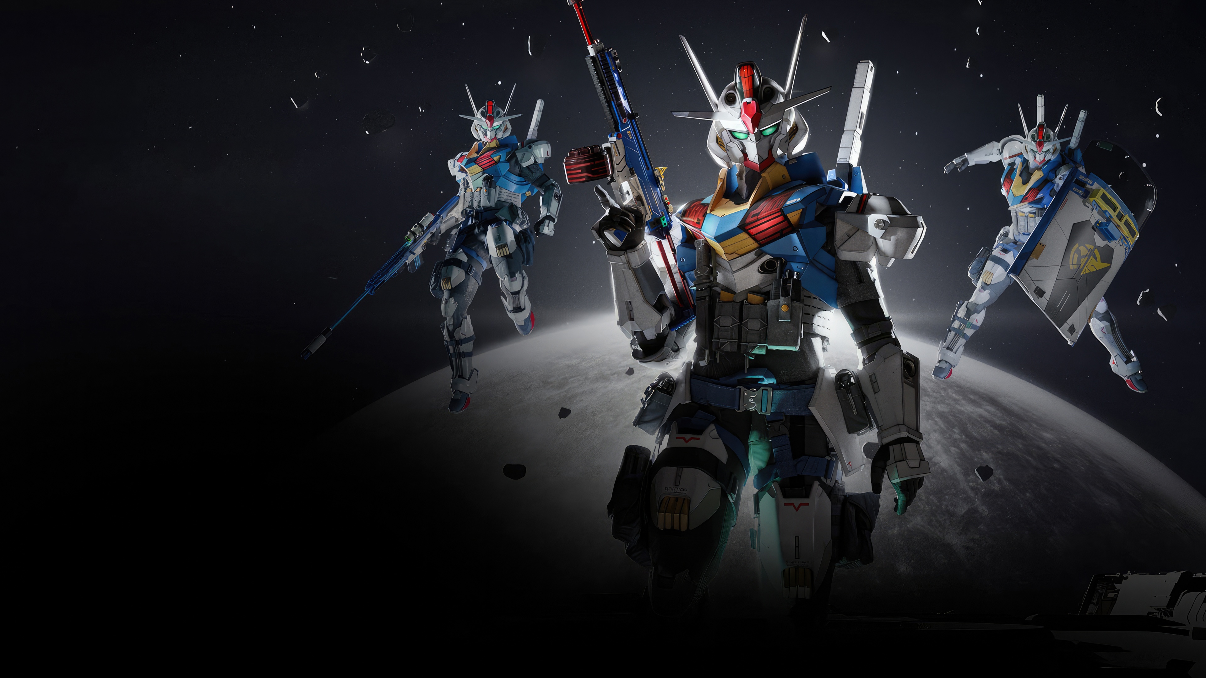 Warzone x Gundam Mobile Suits in Space HD Wallpaper
