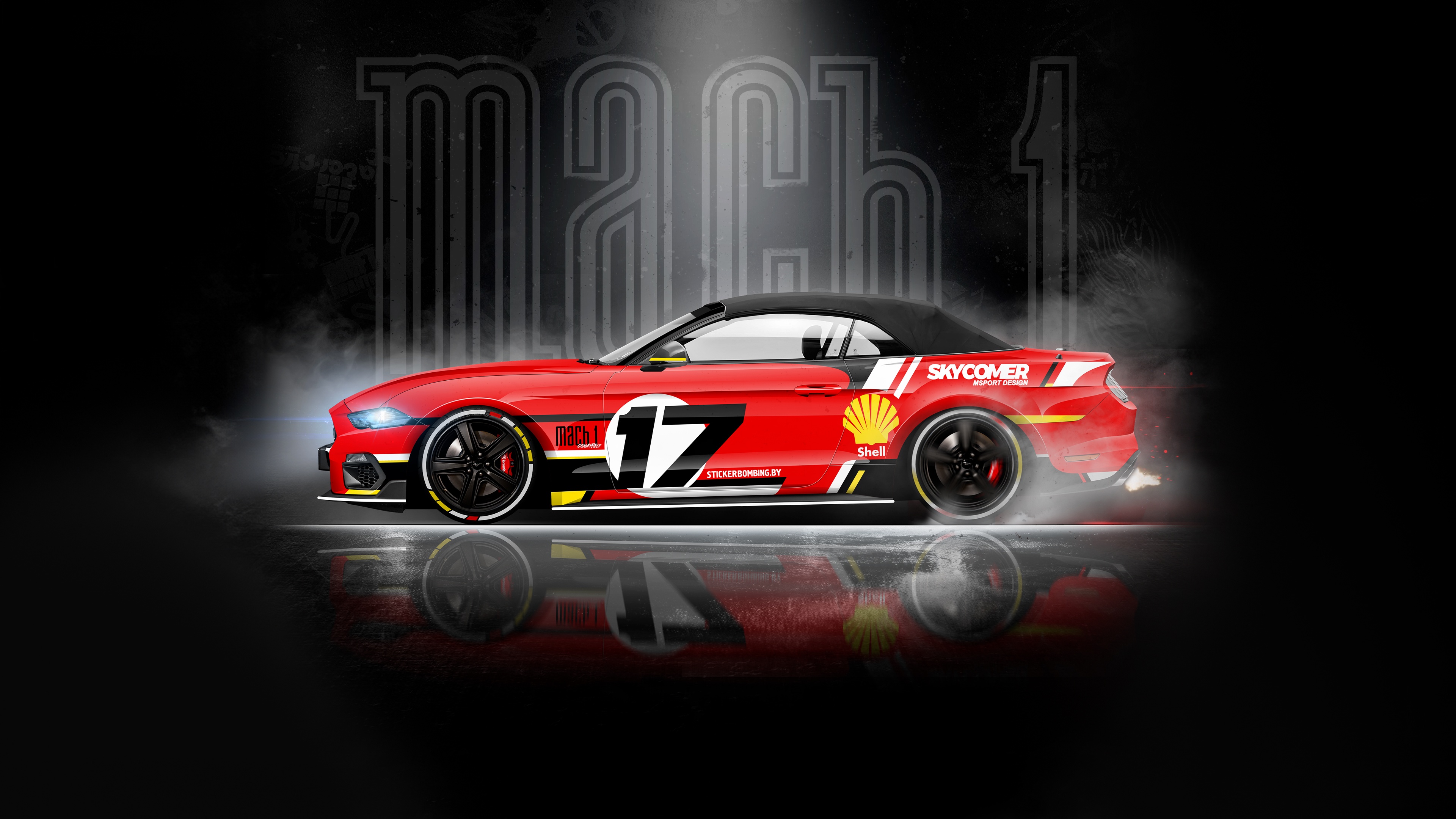 Red Ford Mustang Mach 1 Convertible Livery HD Wallpaper