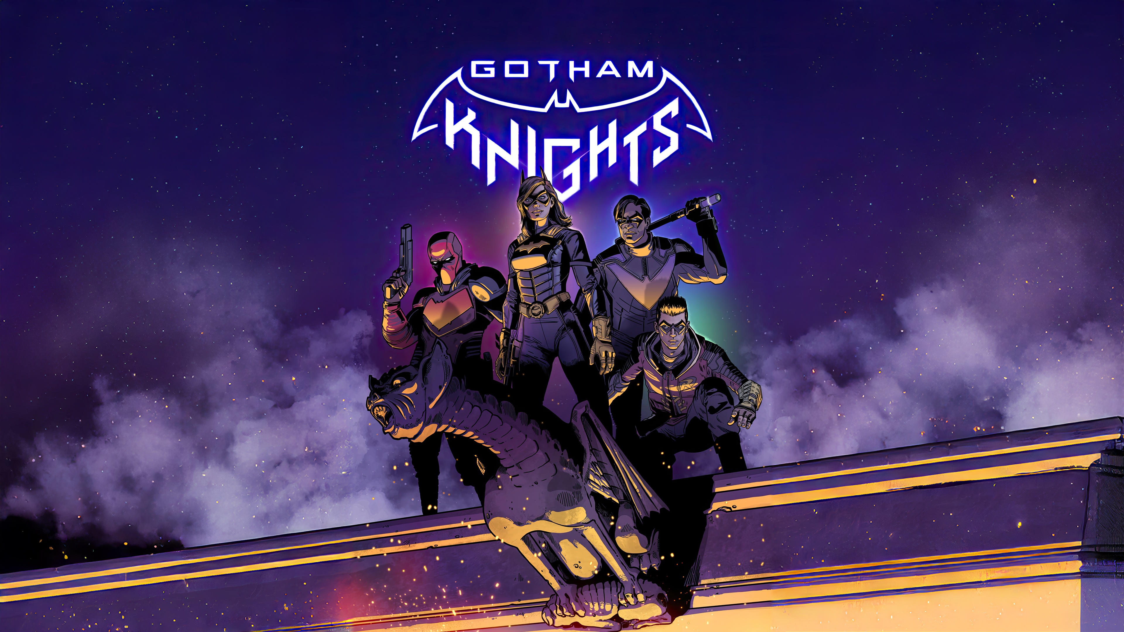 Gotham Knights Characters on a Rooftop HD Wallpaper