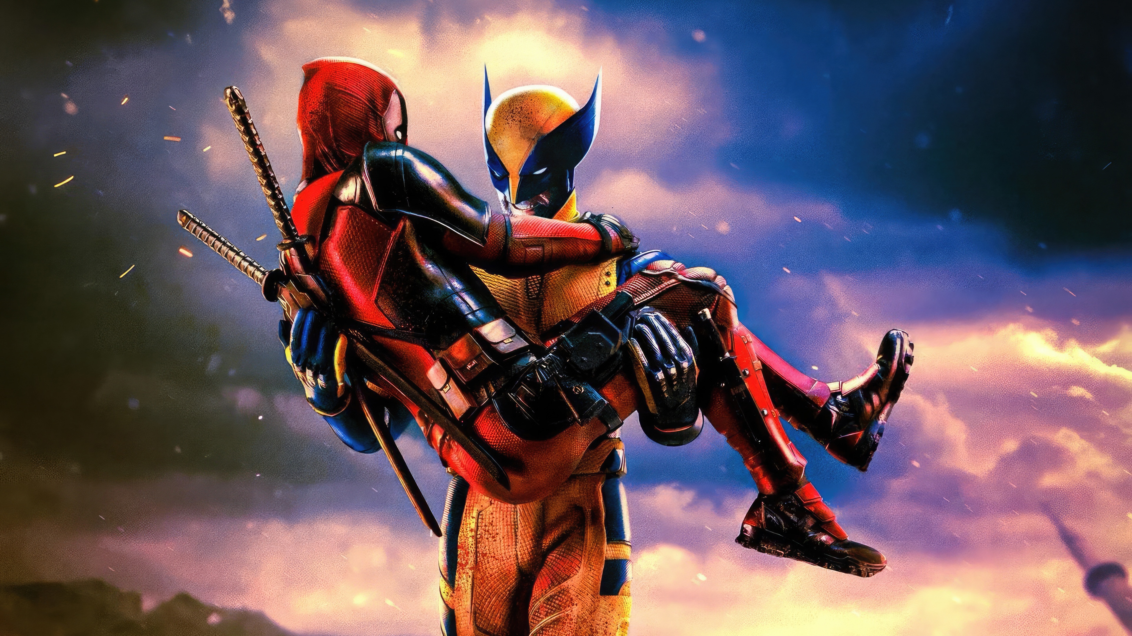 Deadpool Carries Injured Wolverine HD Wallpaper