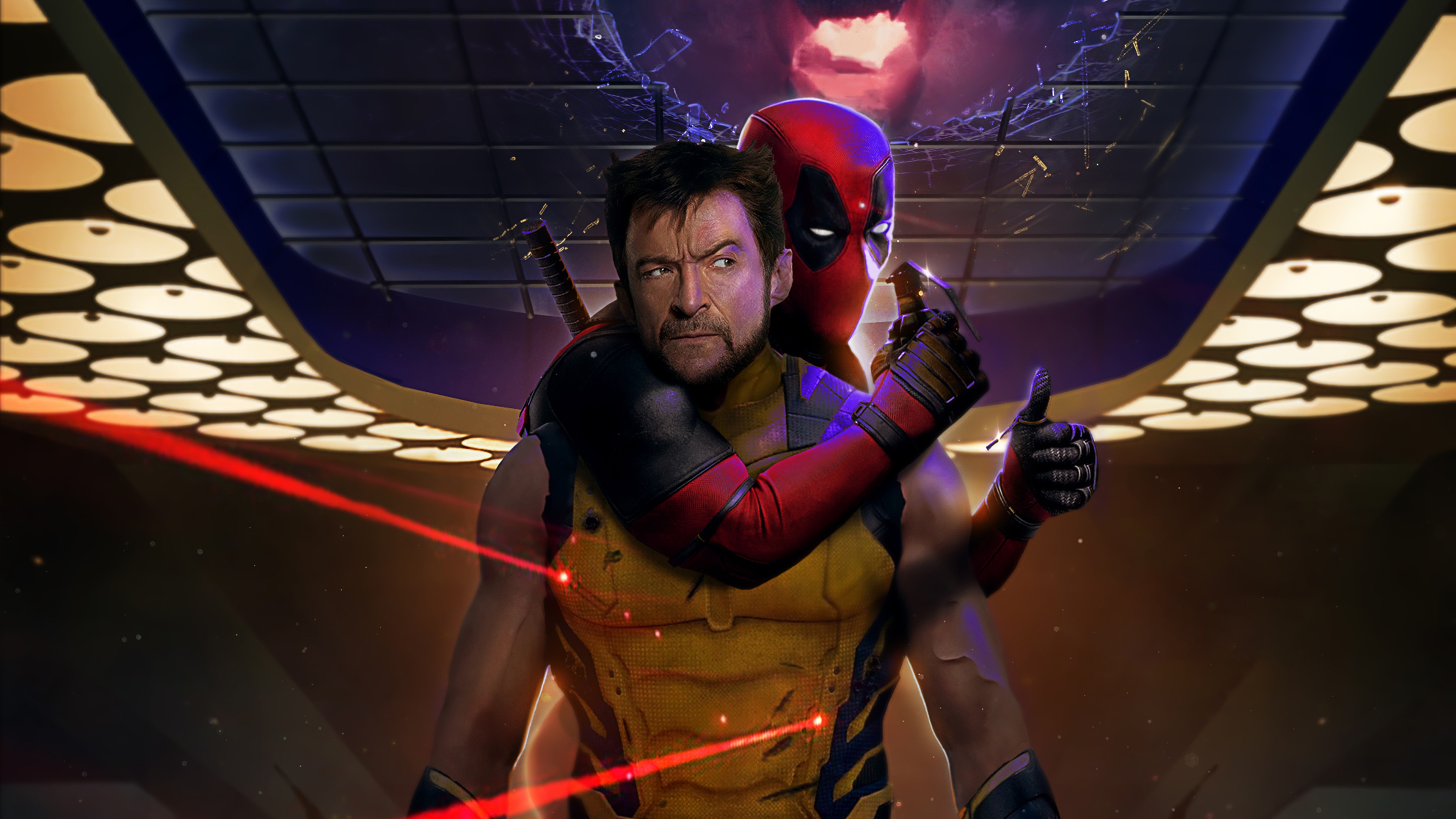 Deadpool and Wolverine in a Sci-Fi Setting HD Wallpaper