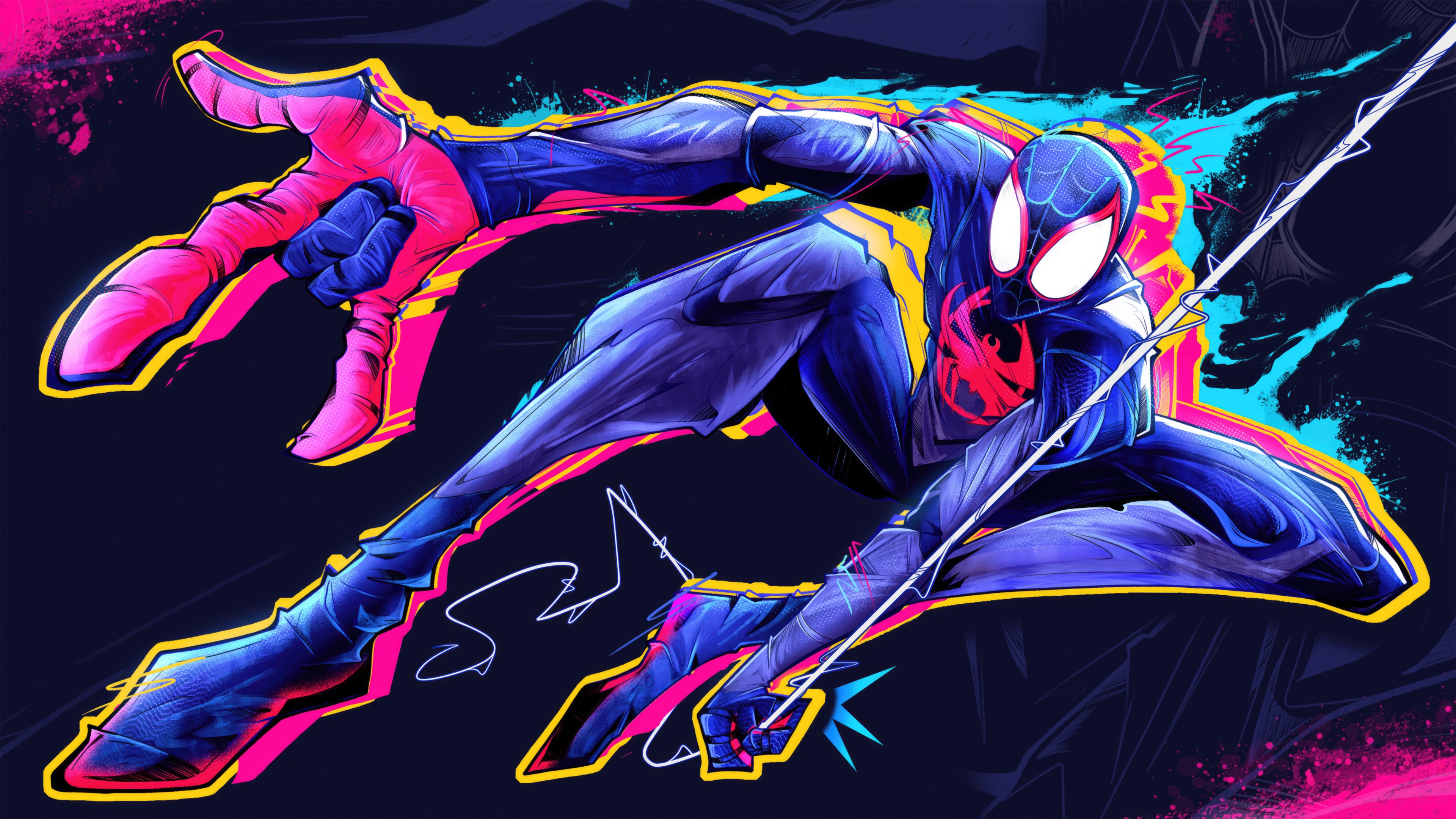 Miles Morales in a dynamic pose HD Wallpaper