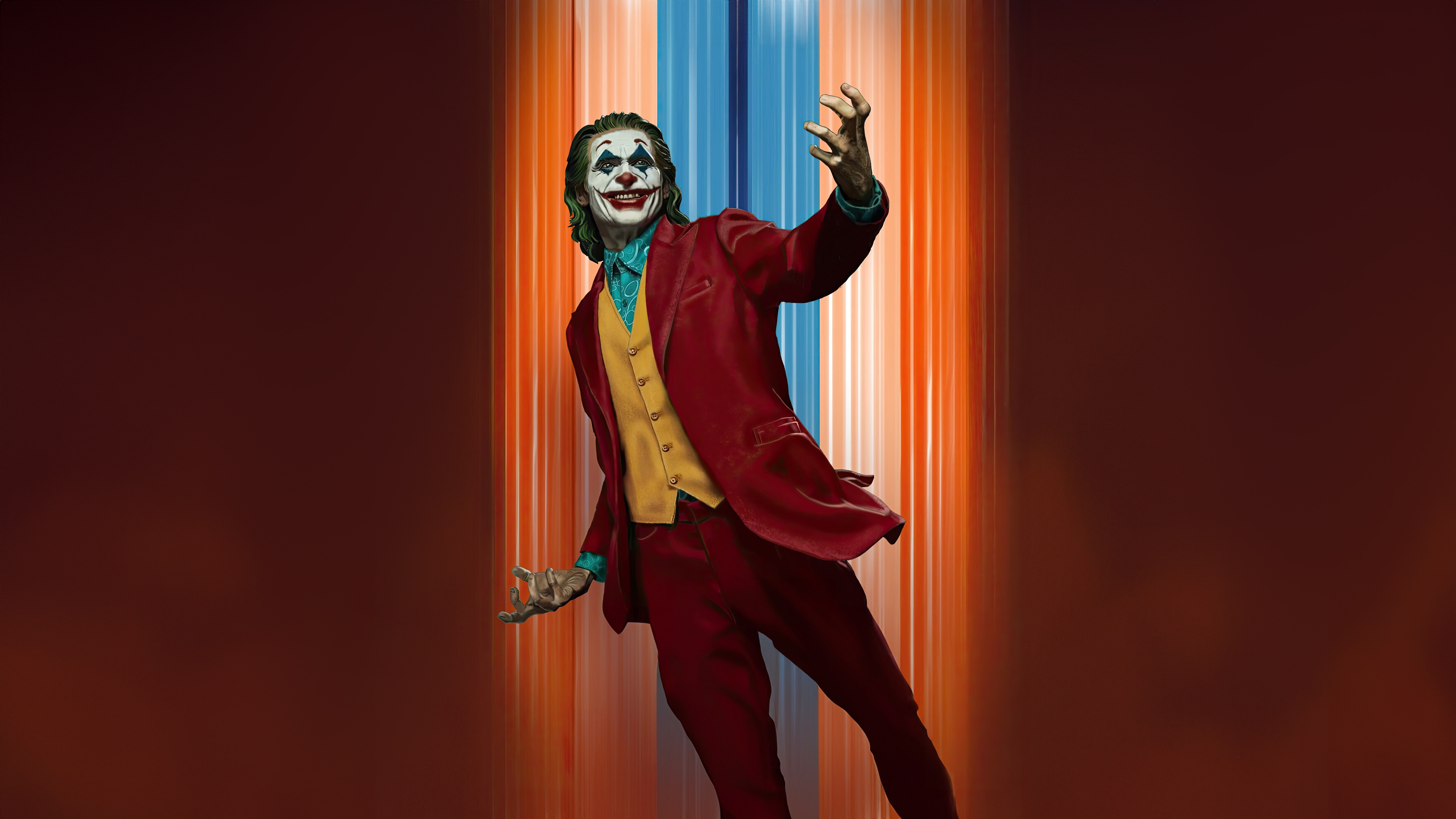 Joker in a Red Suit and Yellow Vest HD Wallpaper