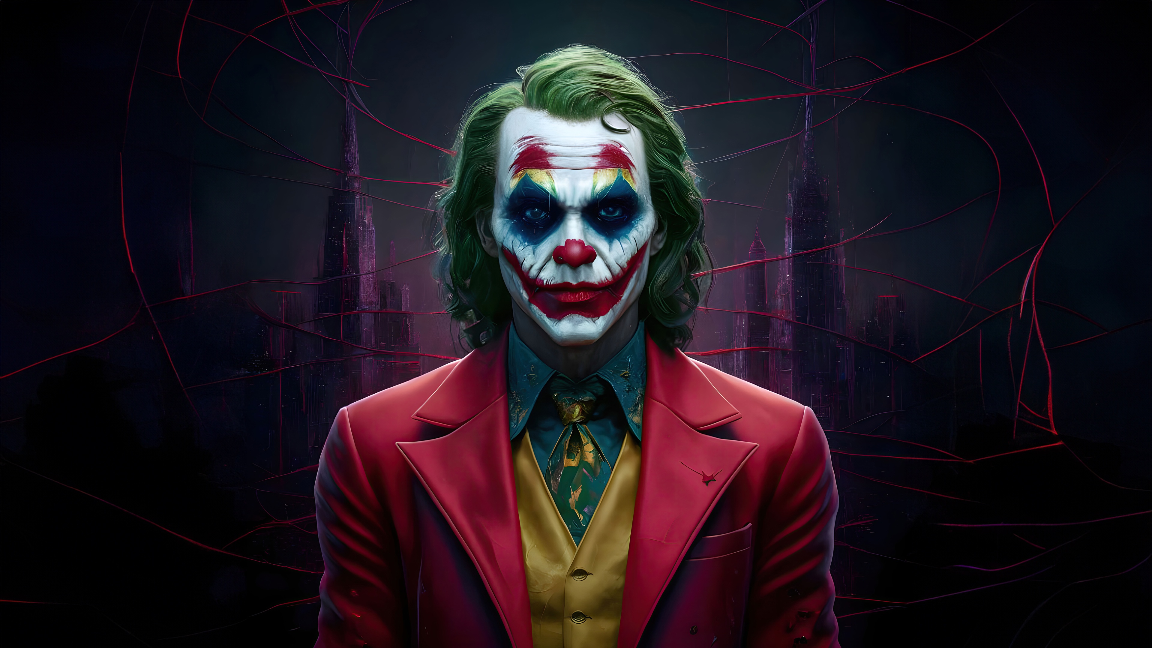 The Joker in a Red Suit HD Wallpaper