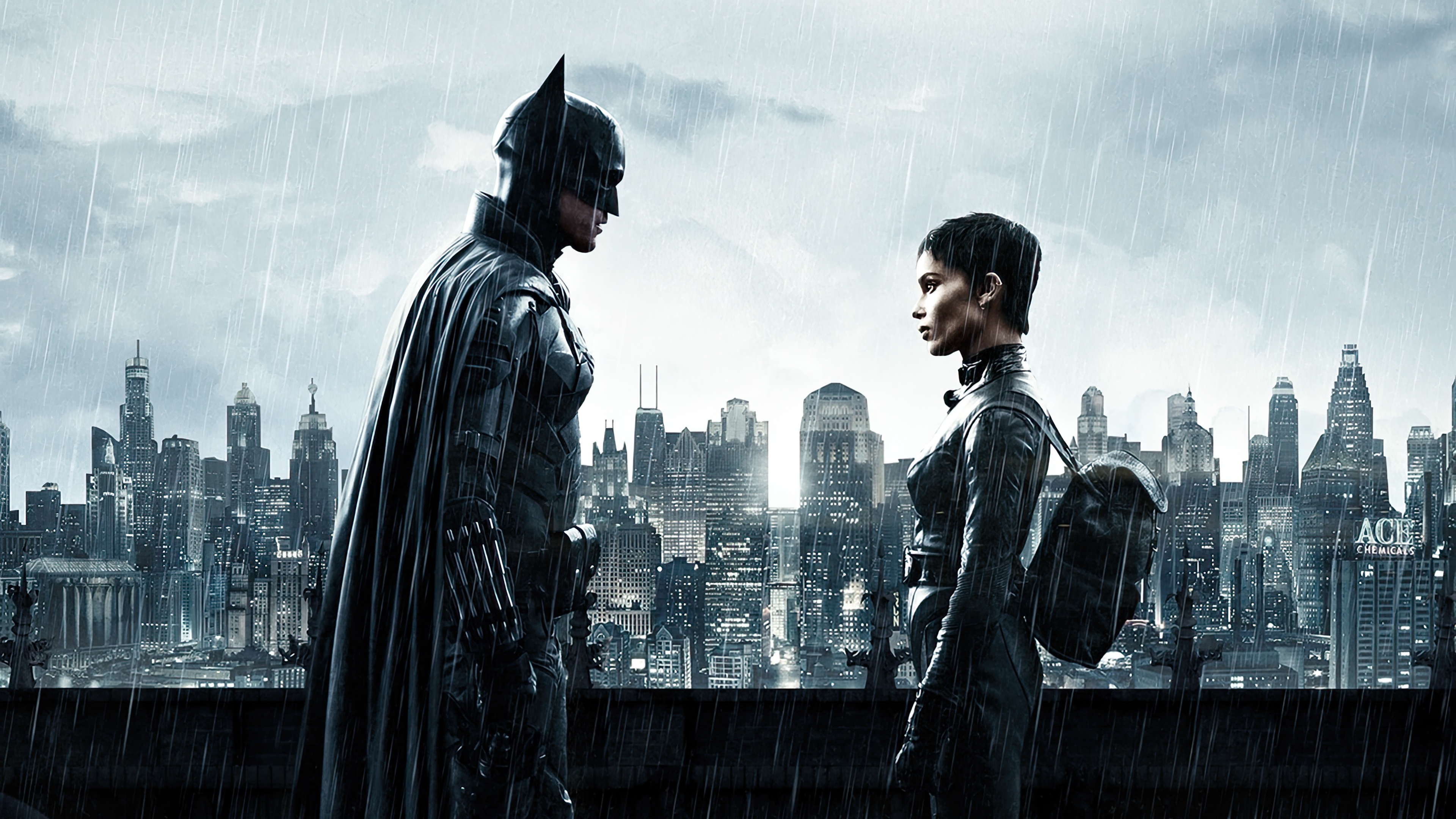 Batman and Catwoman in Gotham City HD Wallpaper