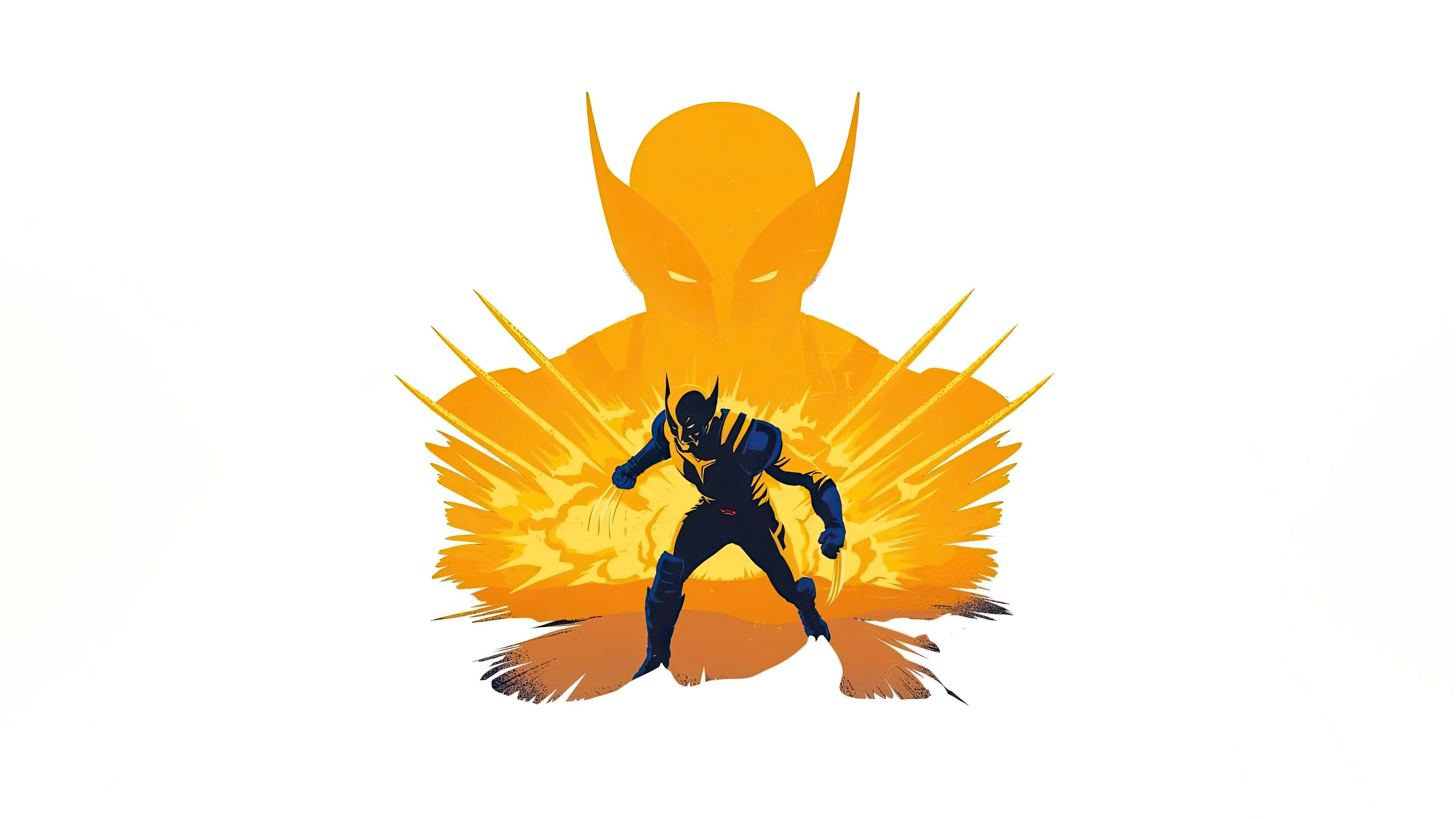 Wolverine Silhouette with Fiery Background HD Wallpaper