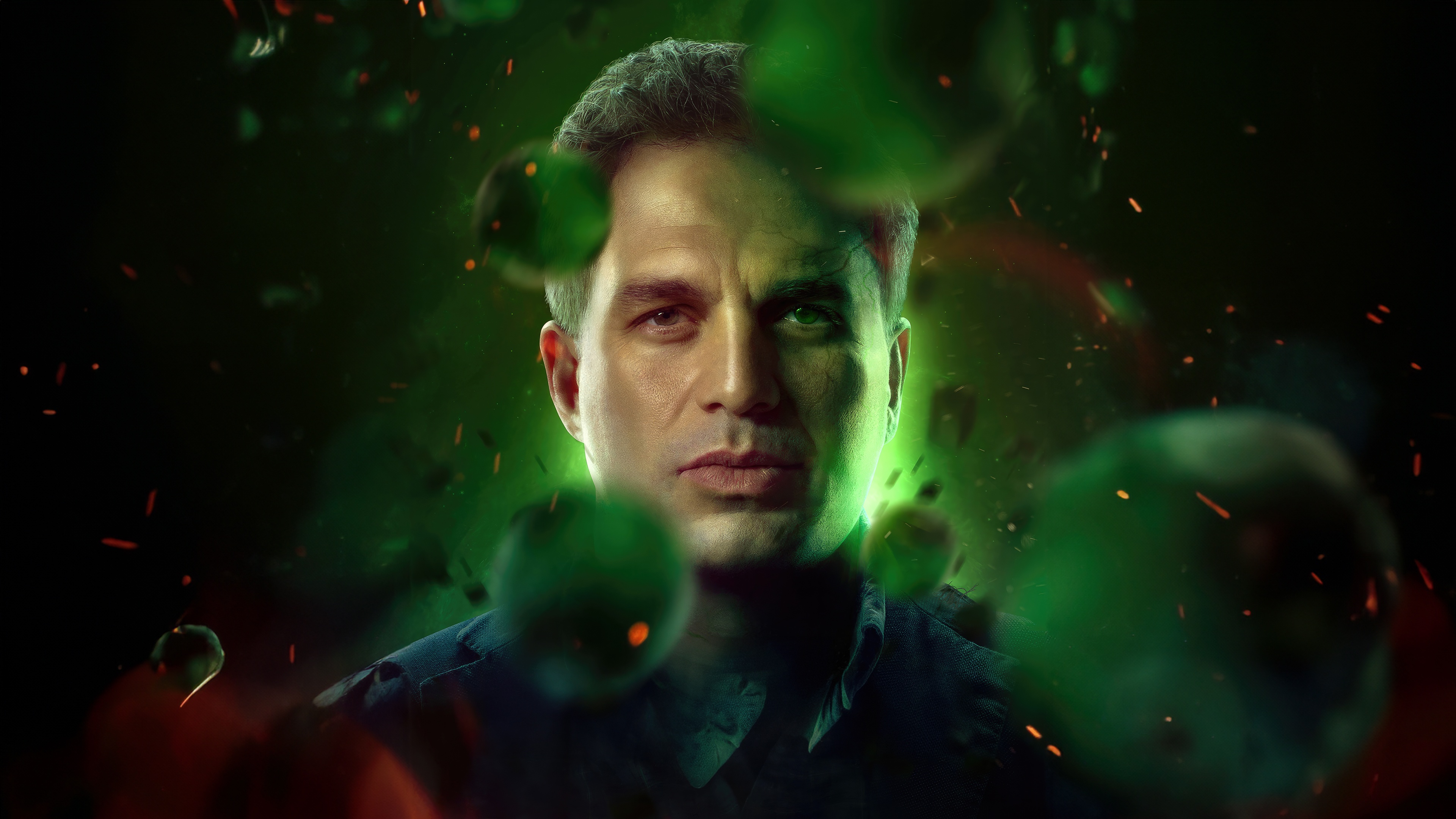 Mark Ruffalo as Hulk surrounded by green orbs HD Wallpaper