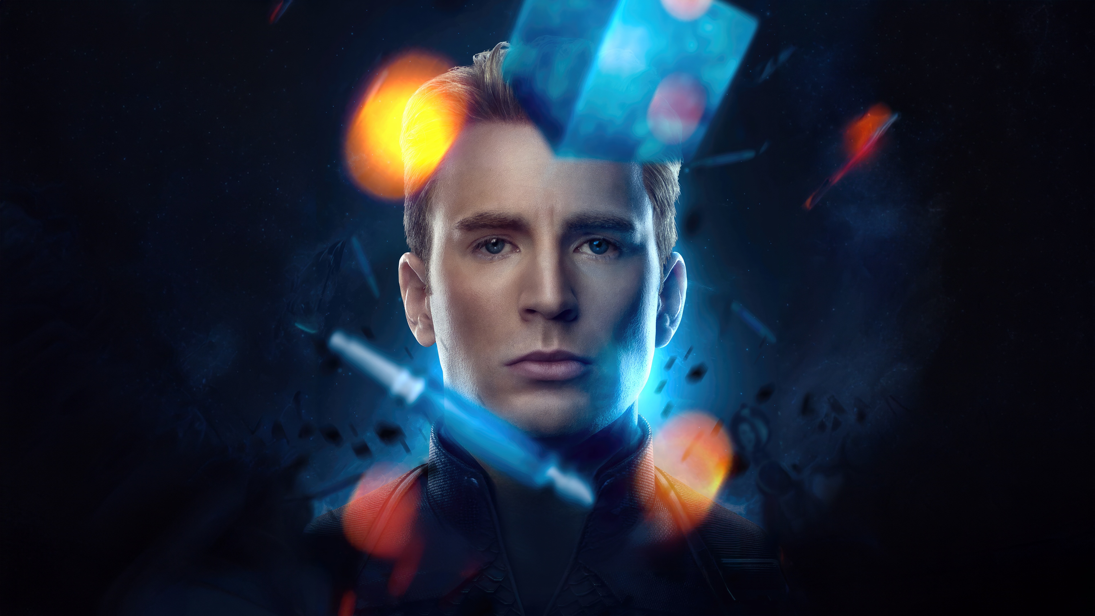 Captain America with glowing objects HD Wallpaper