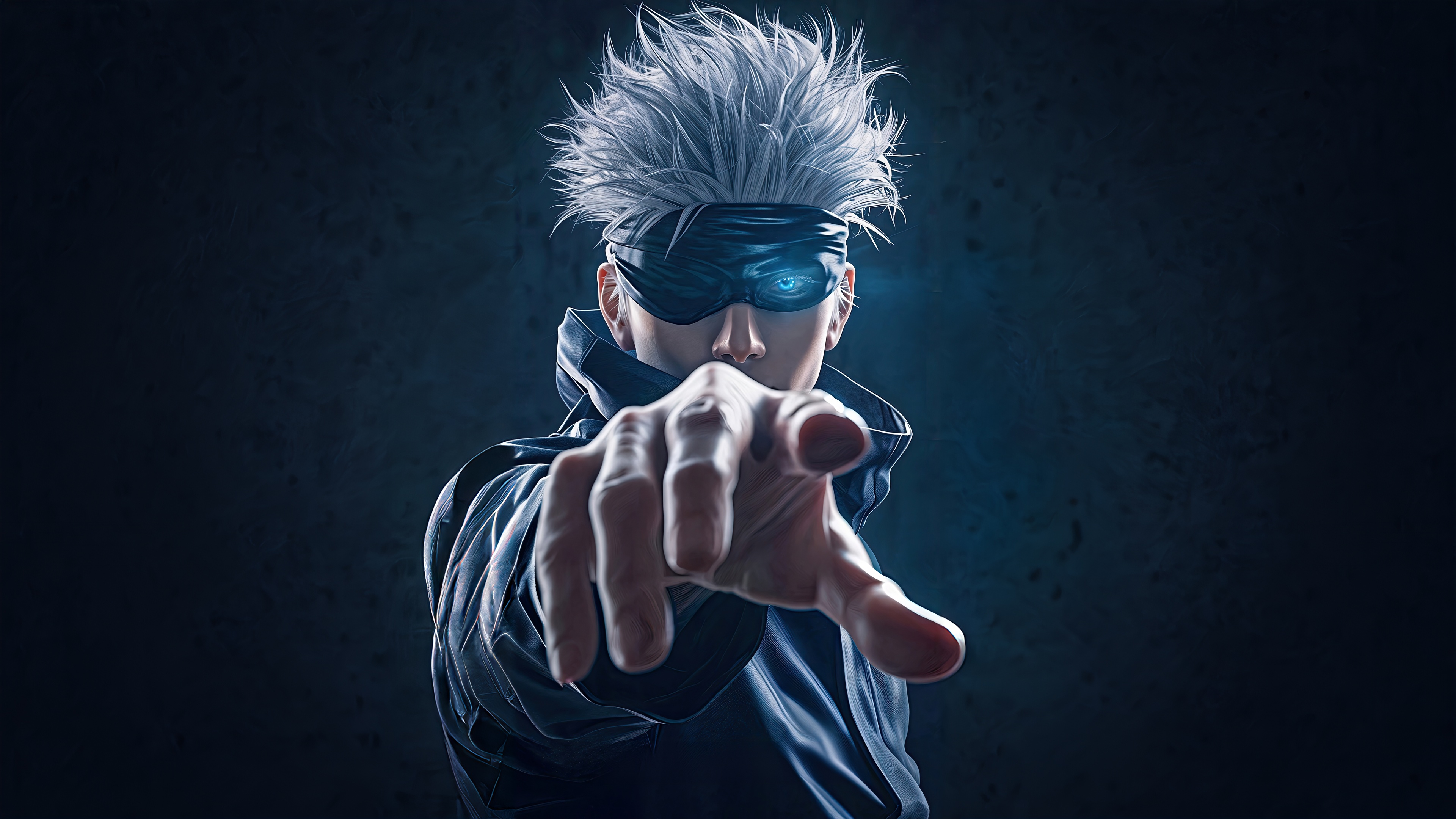 Satoru Gojo from Jujutsu Kaisen pointing forward HD Wallpaper