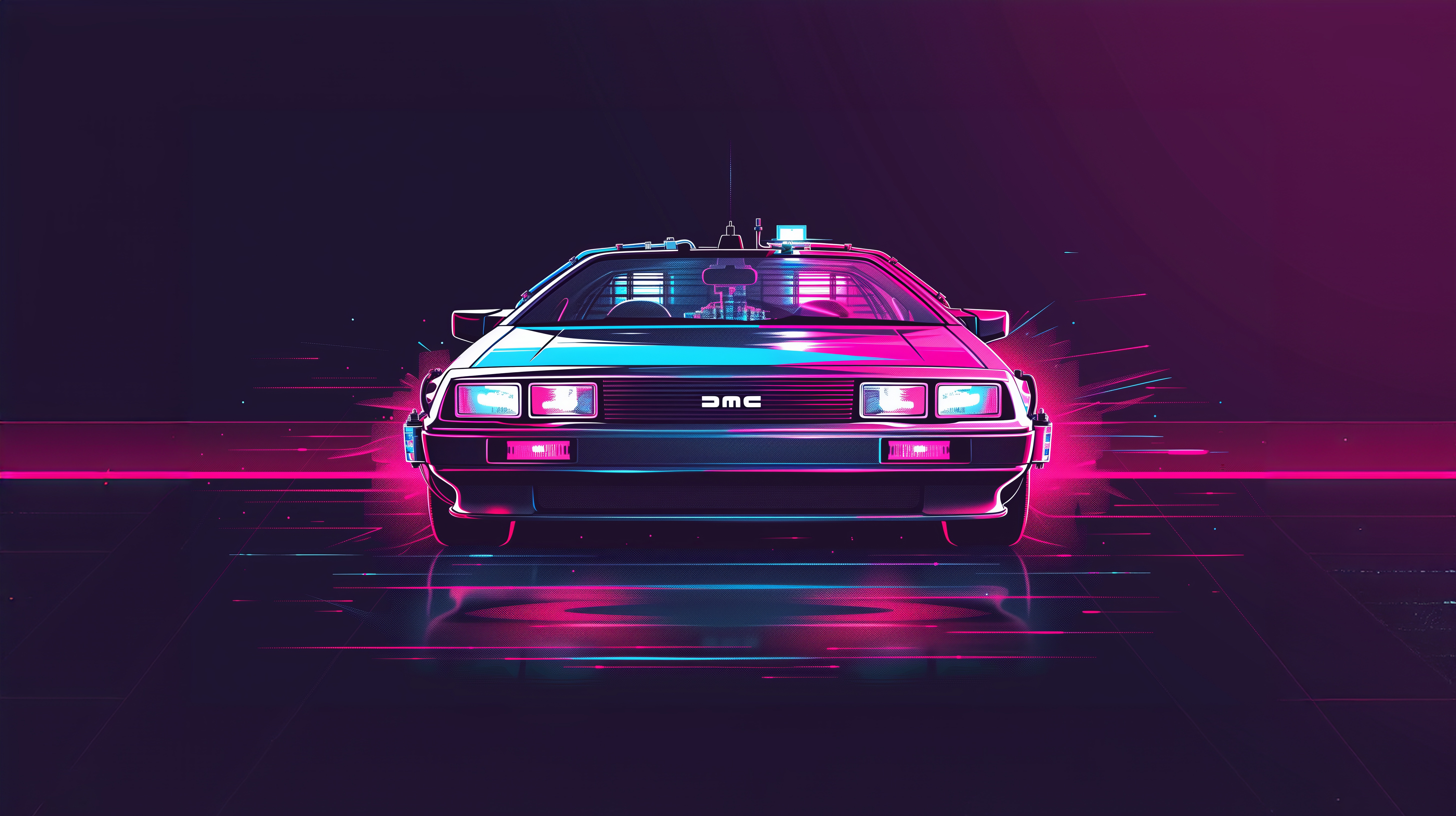 DMC car with neon lights HD Wallpaper