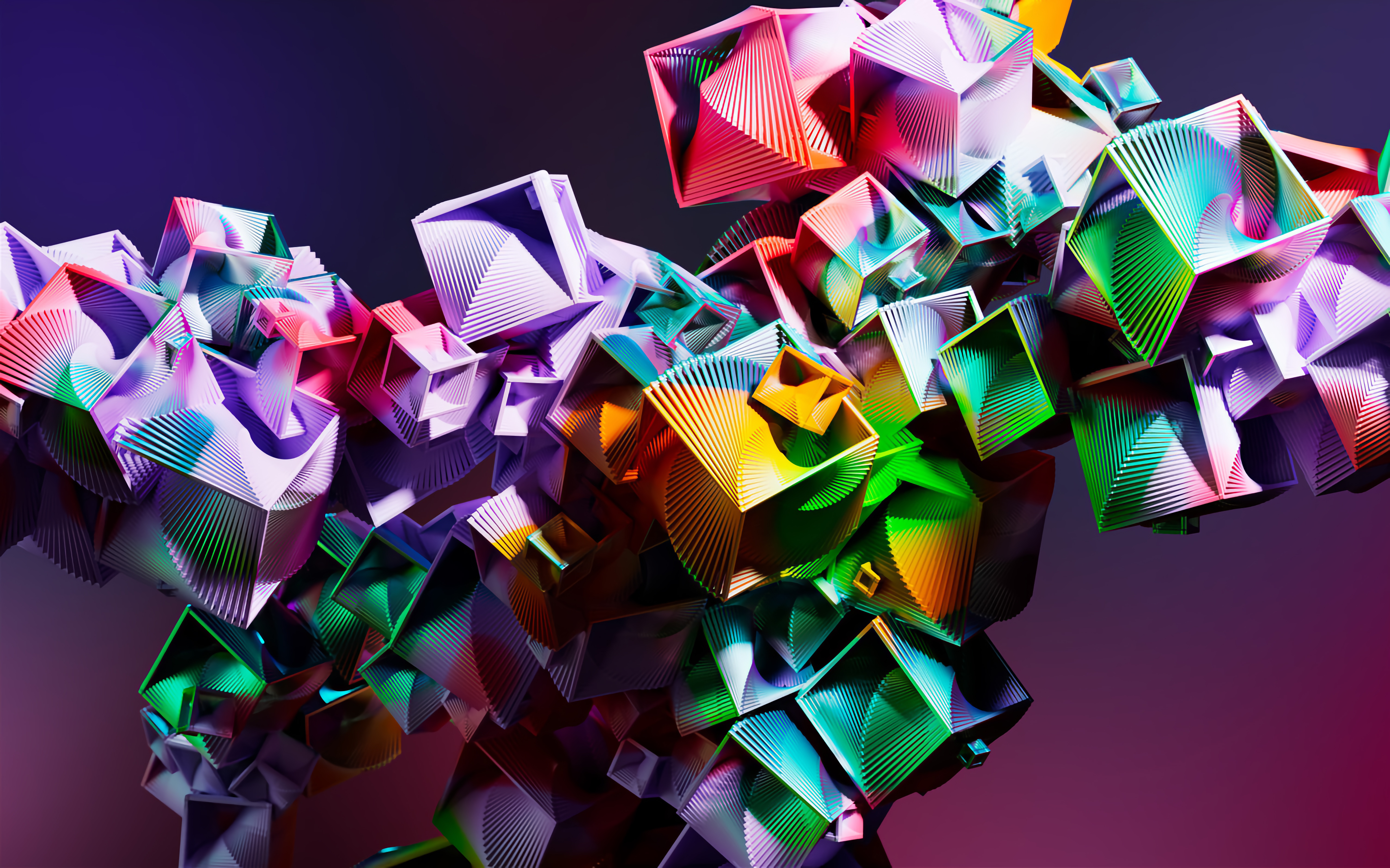 Abstract geometric shapes with iridescent colors HD Wallpaper
