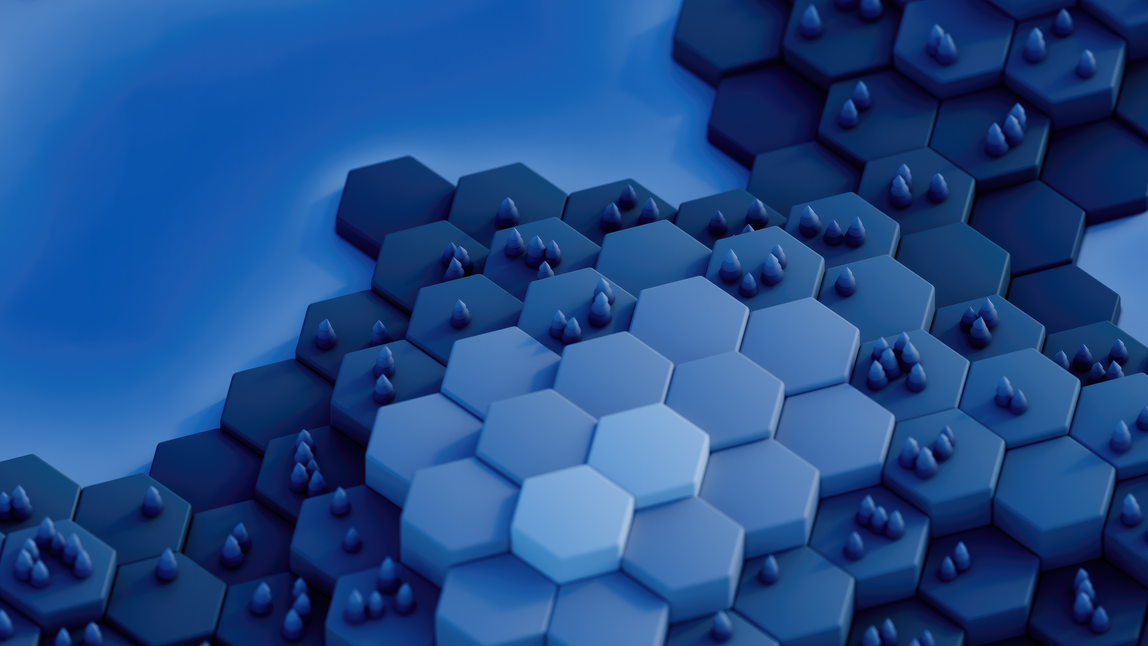 Abstract Hex Island with Blue Water and Trees HD Wallpaper