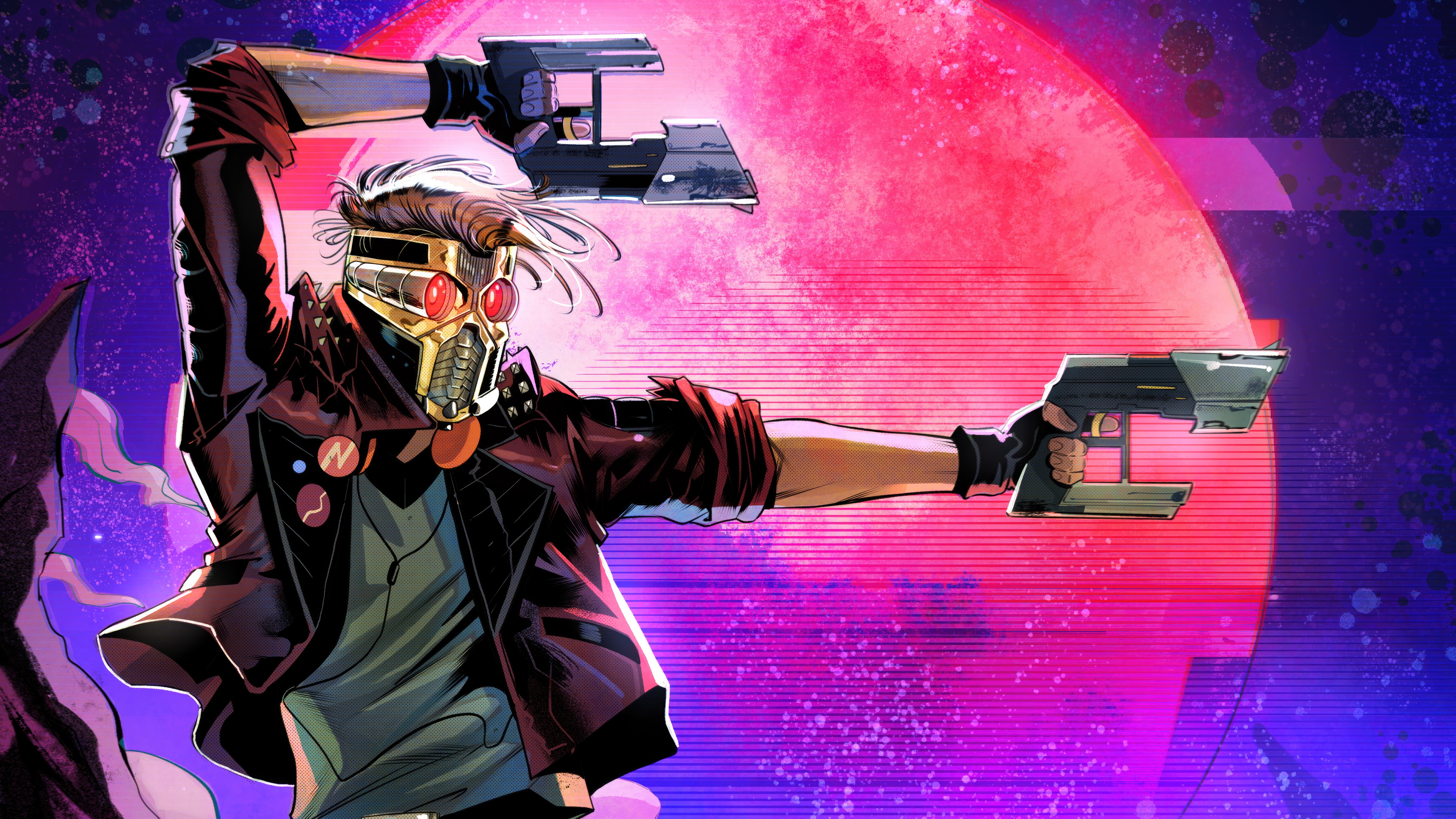 Star Lord holding two guns in space HD Wallpaper