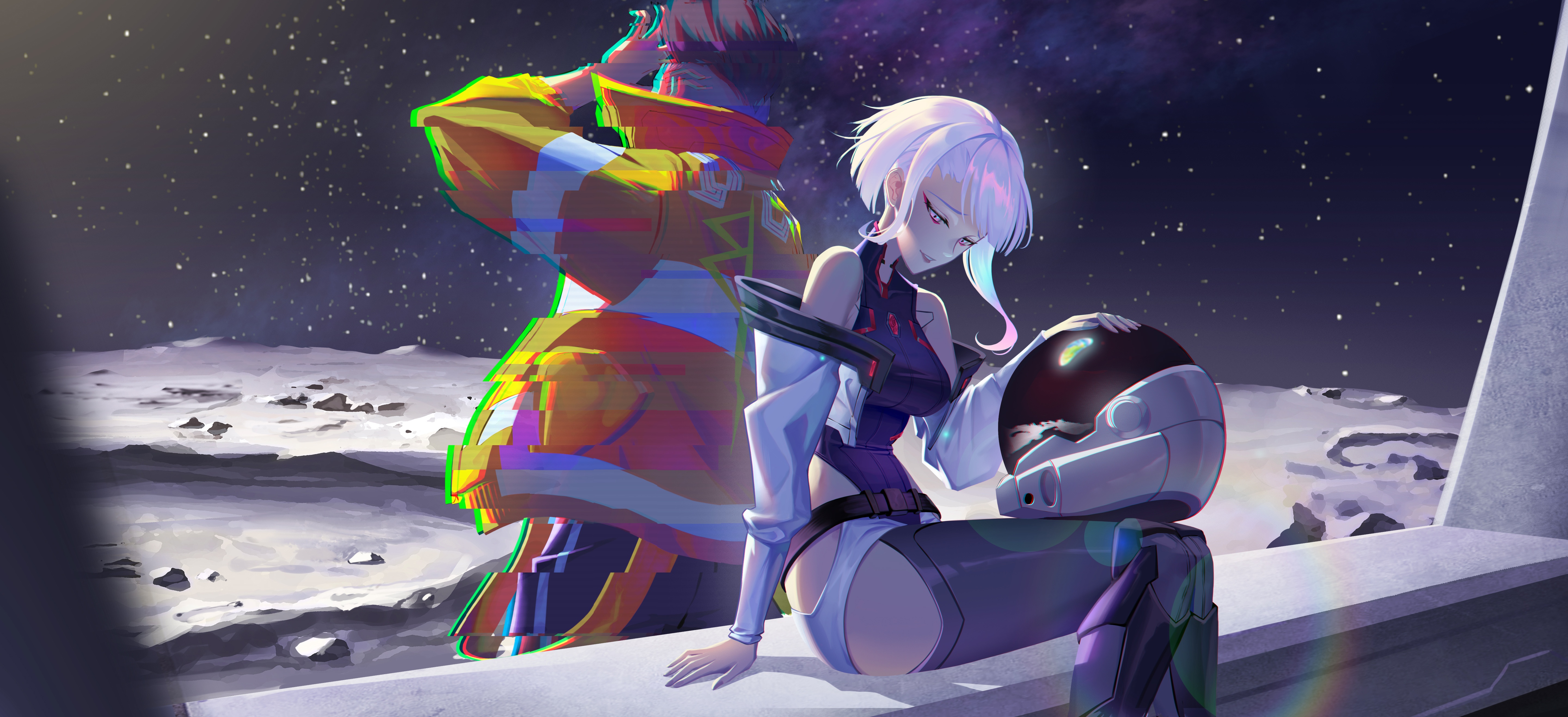 Lucyna Kushinada and David Martinez on the Moon HD Wallpaper