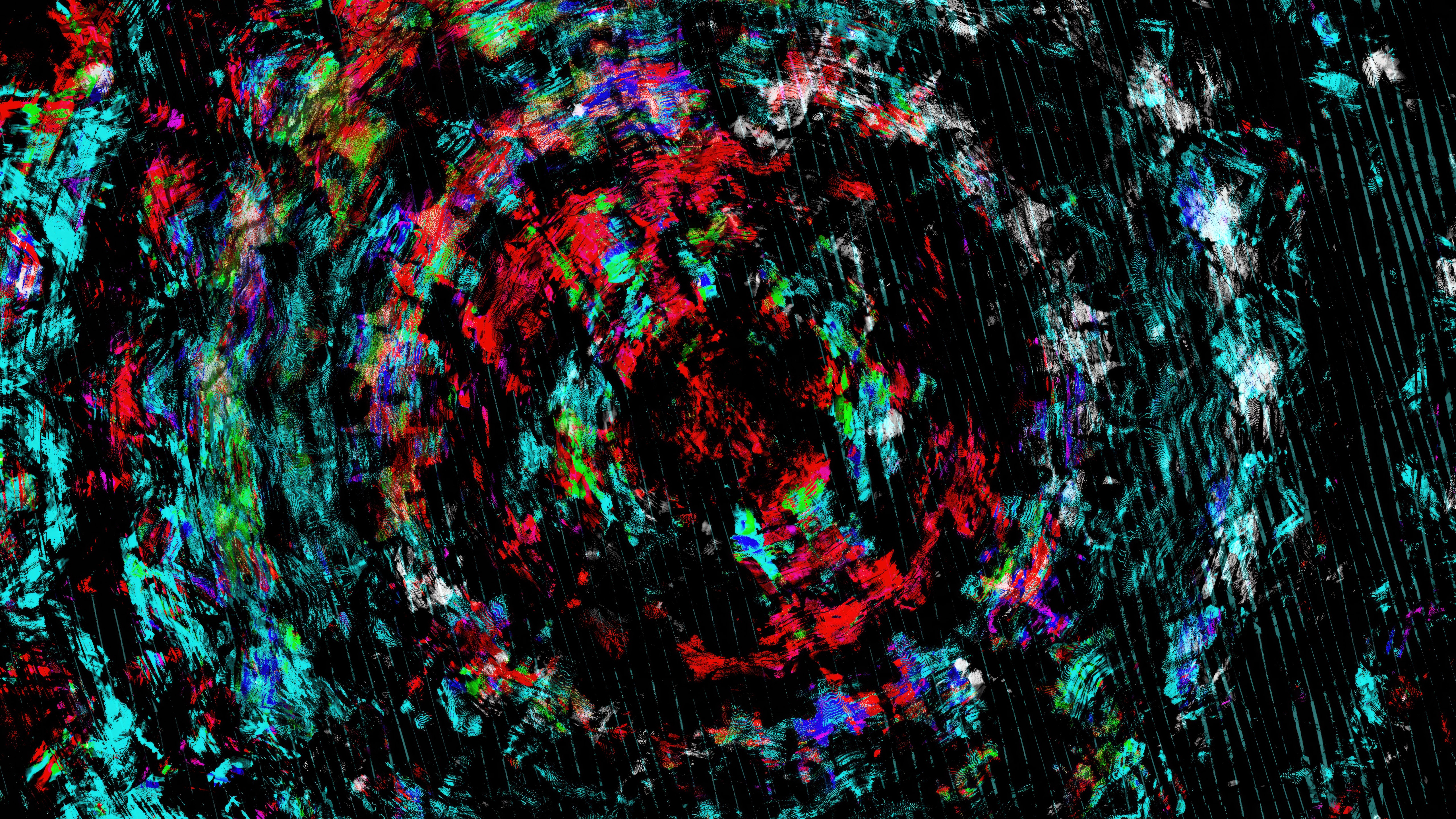 Abstract Glitch Art with Red and Cyan HD Wallpaper