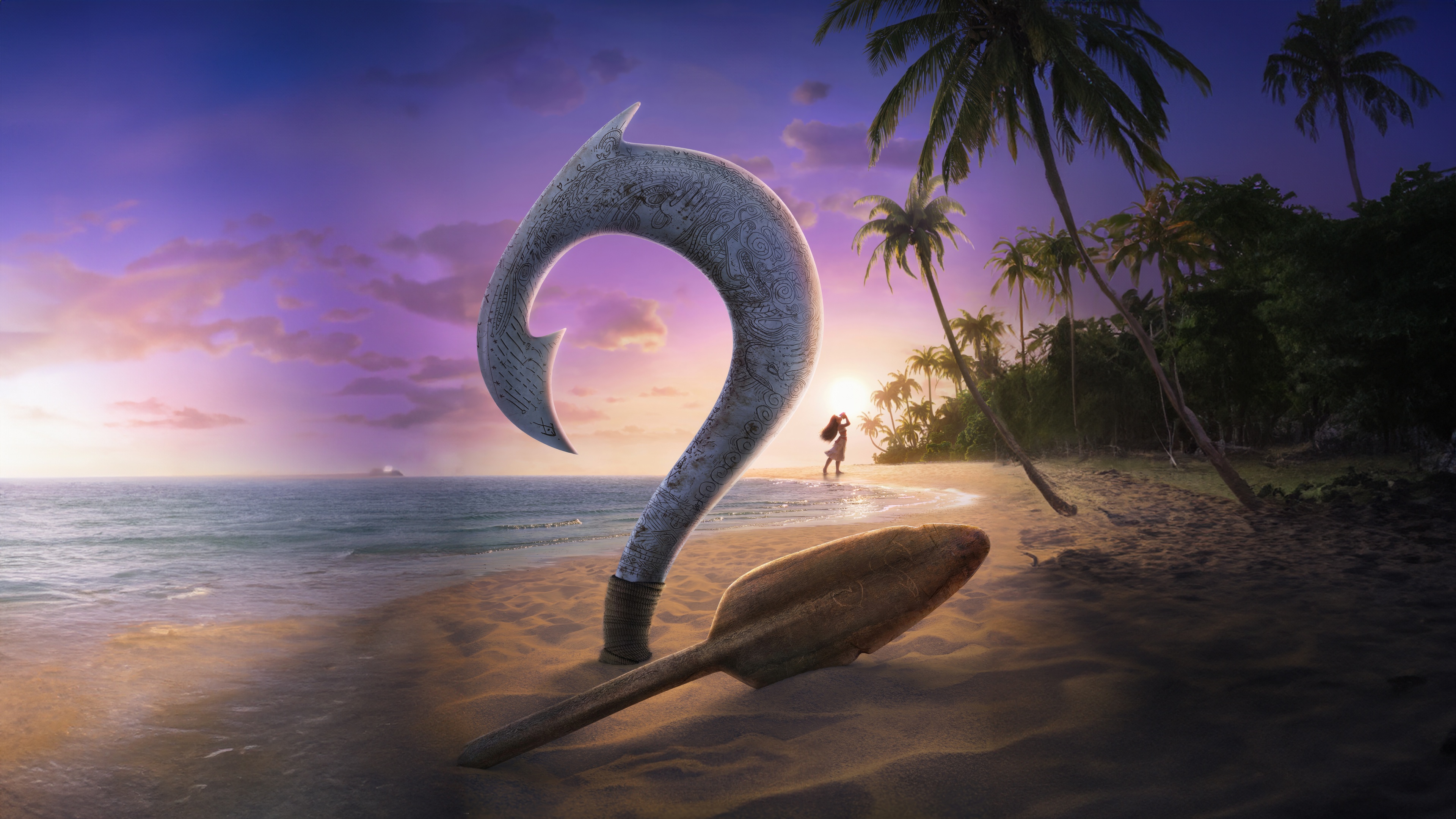 Moana 2 Maui's Hook and Paddle HD Wallpaper