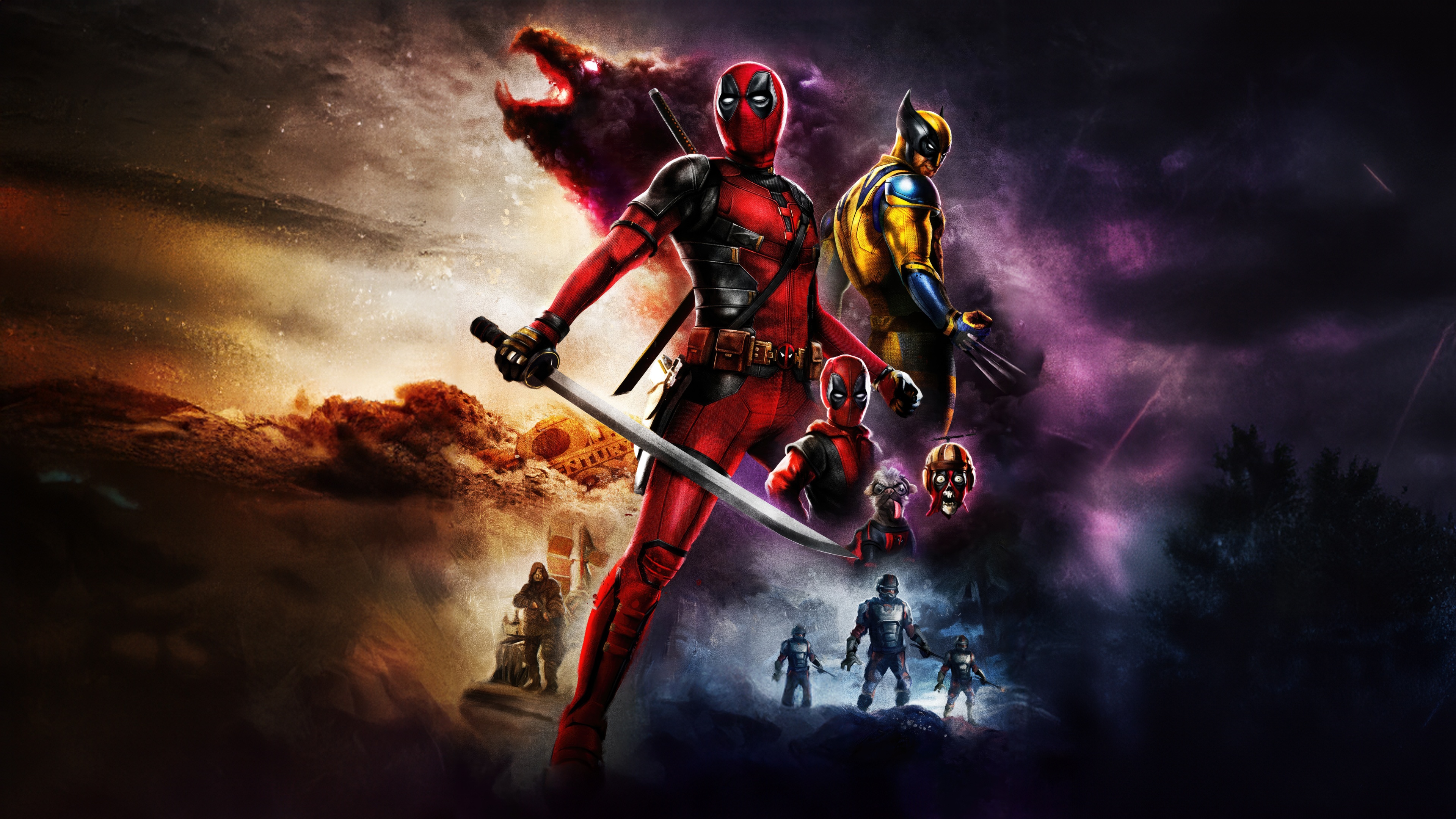 Deadpool And Wolverine Retro Fusion HD Wallpaper