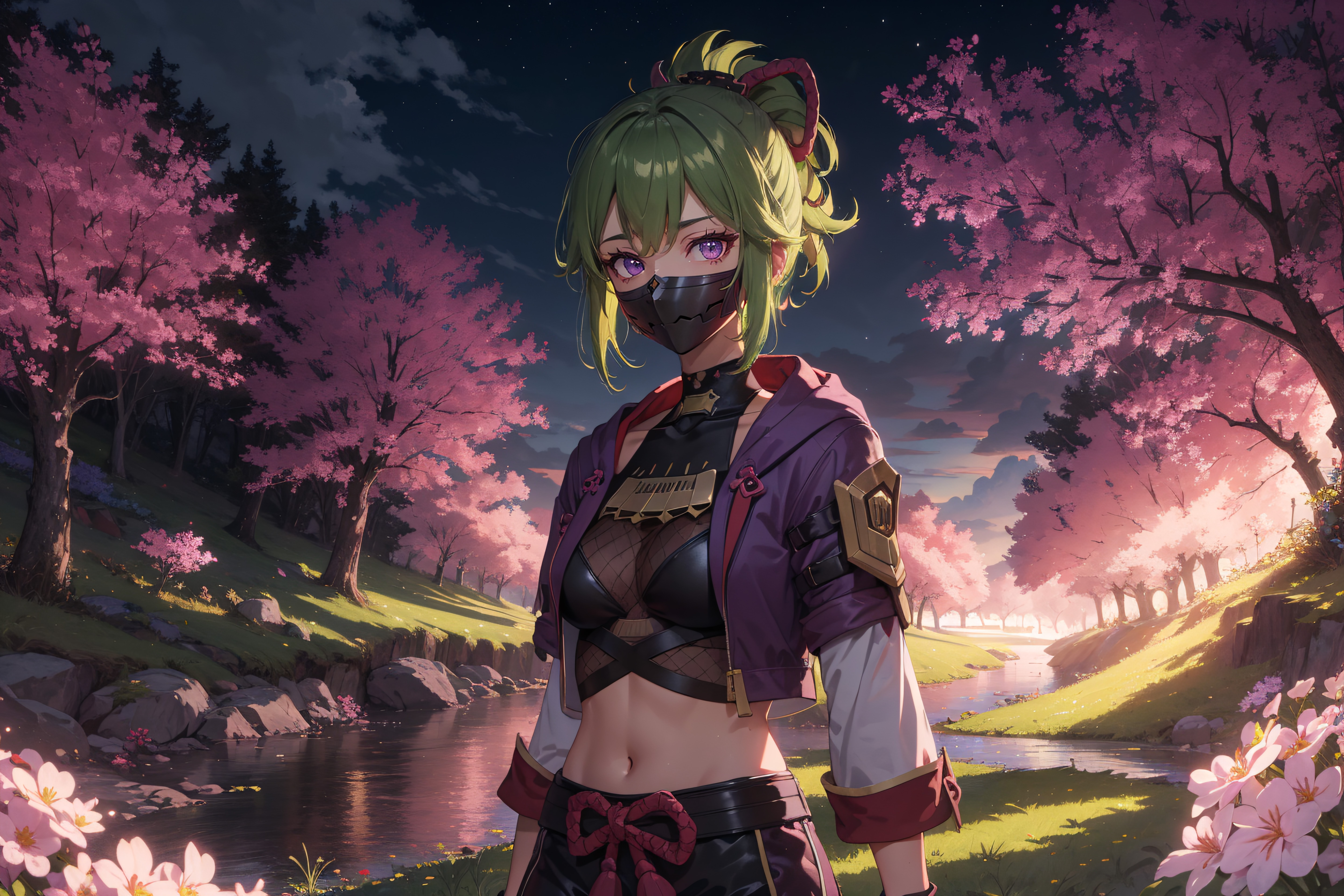 Kuki Shinobu in a cherry blossom forest HD Wallpaper