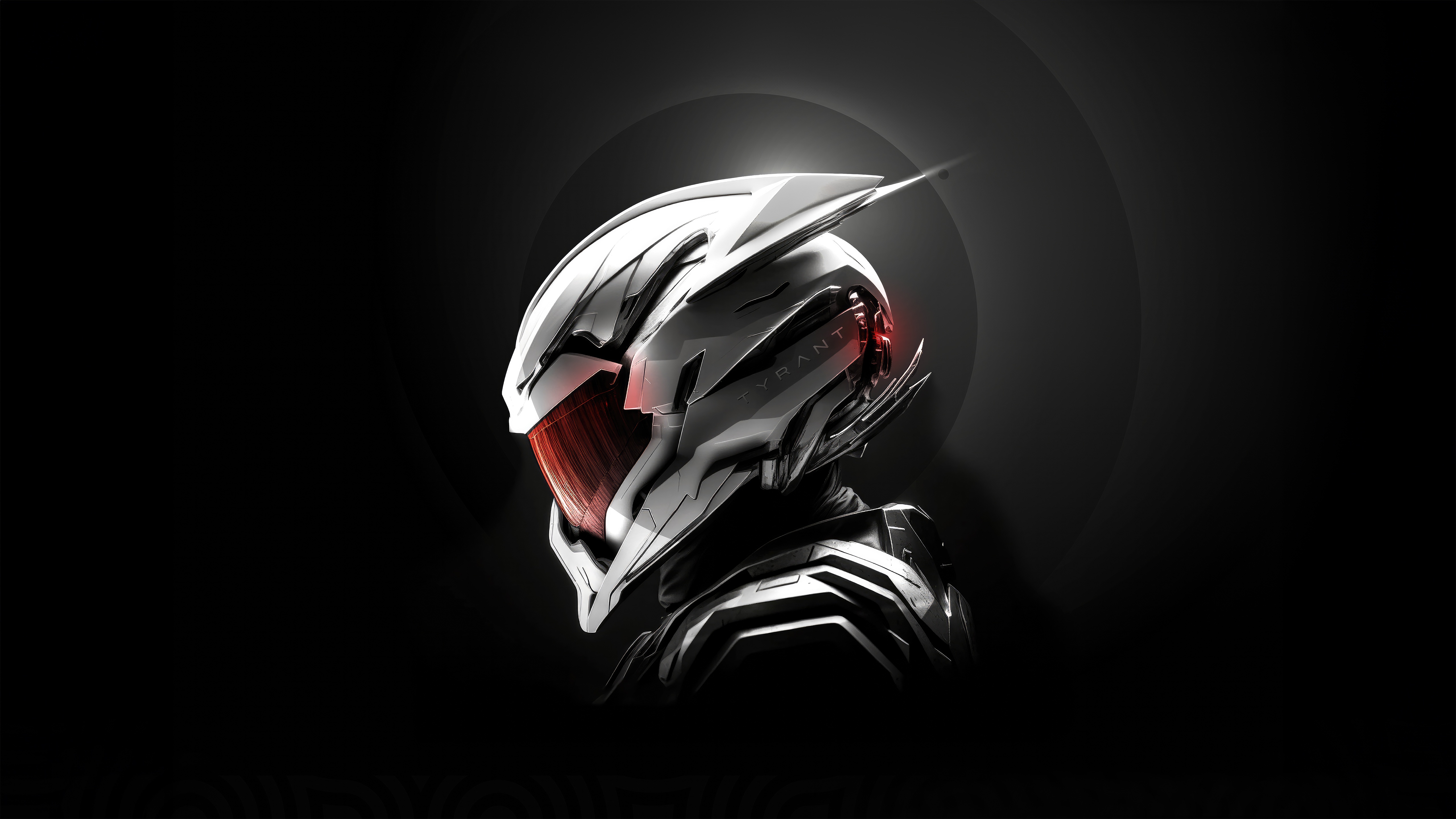 Cybernetic Scifi Soldier Helmet with Red Visor HD Wallpaper